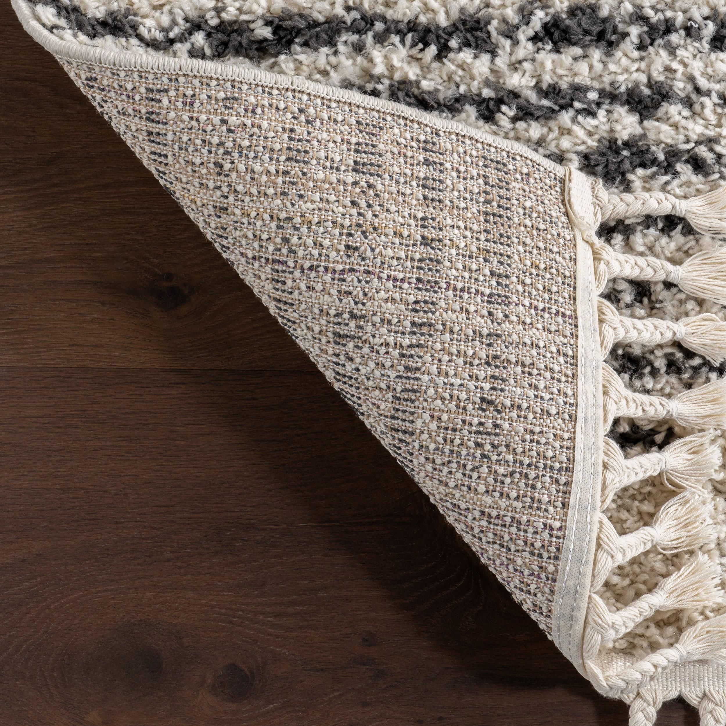 Nuloom Bria Trellis 12x15 Shag Indoor Area Rug for Living Room Bedroom Dining Room Nursery, Off White/Charcoal