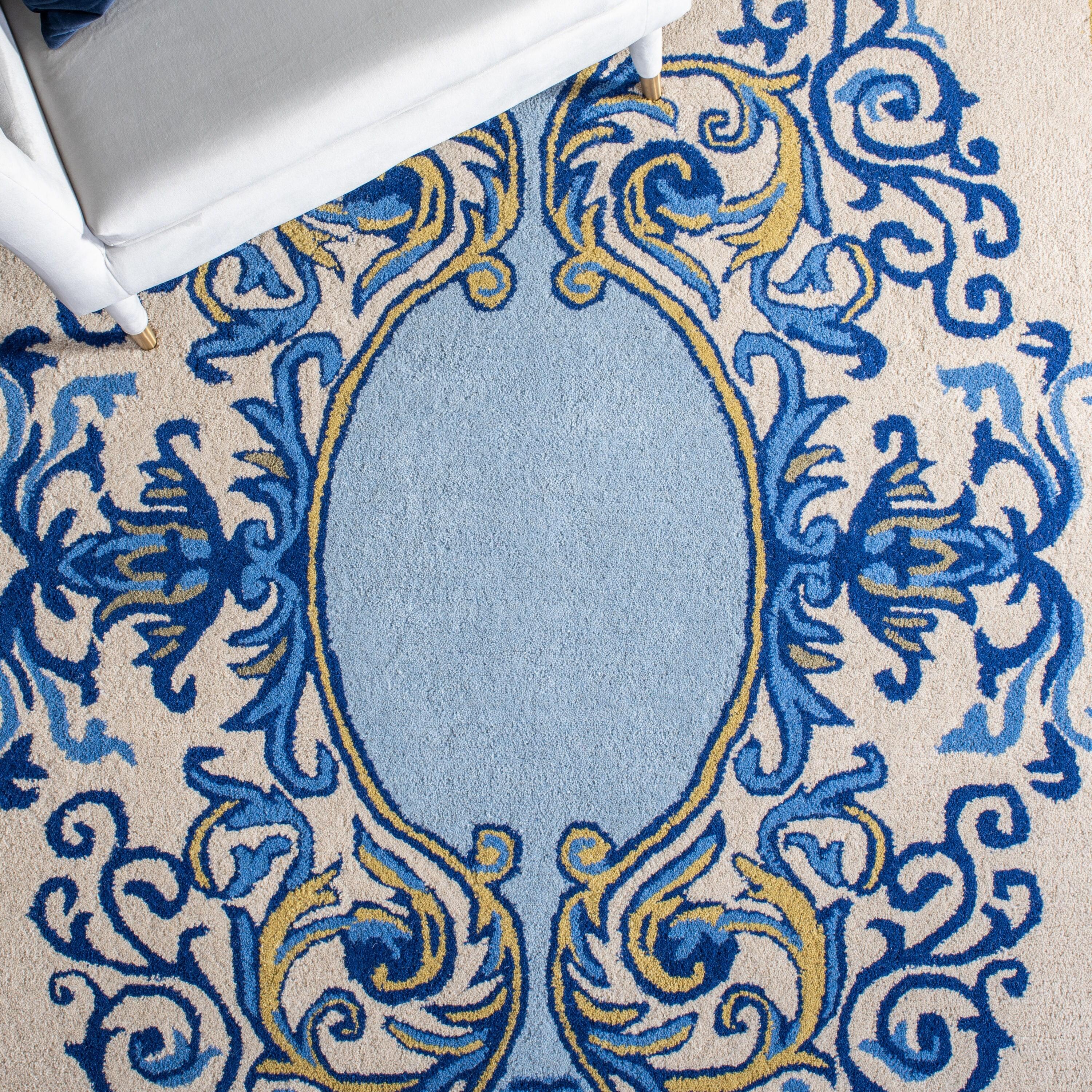 Empire EM601 Hand Tufted Runner Rug - Blue/Ivory - 2'3"x9' - Safavieh.