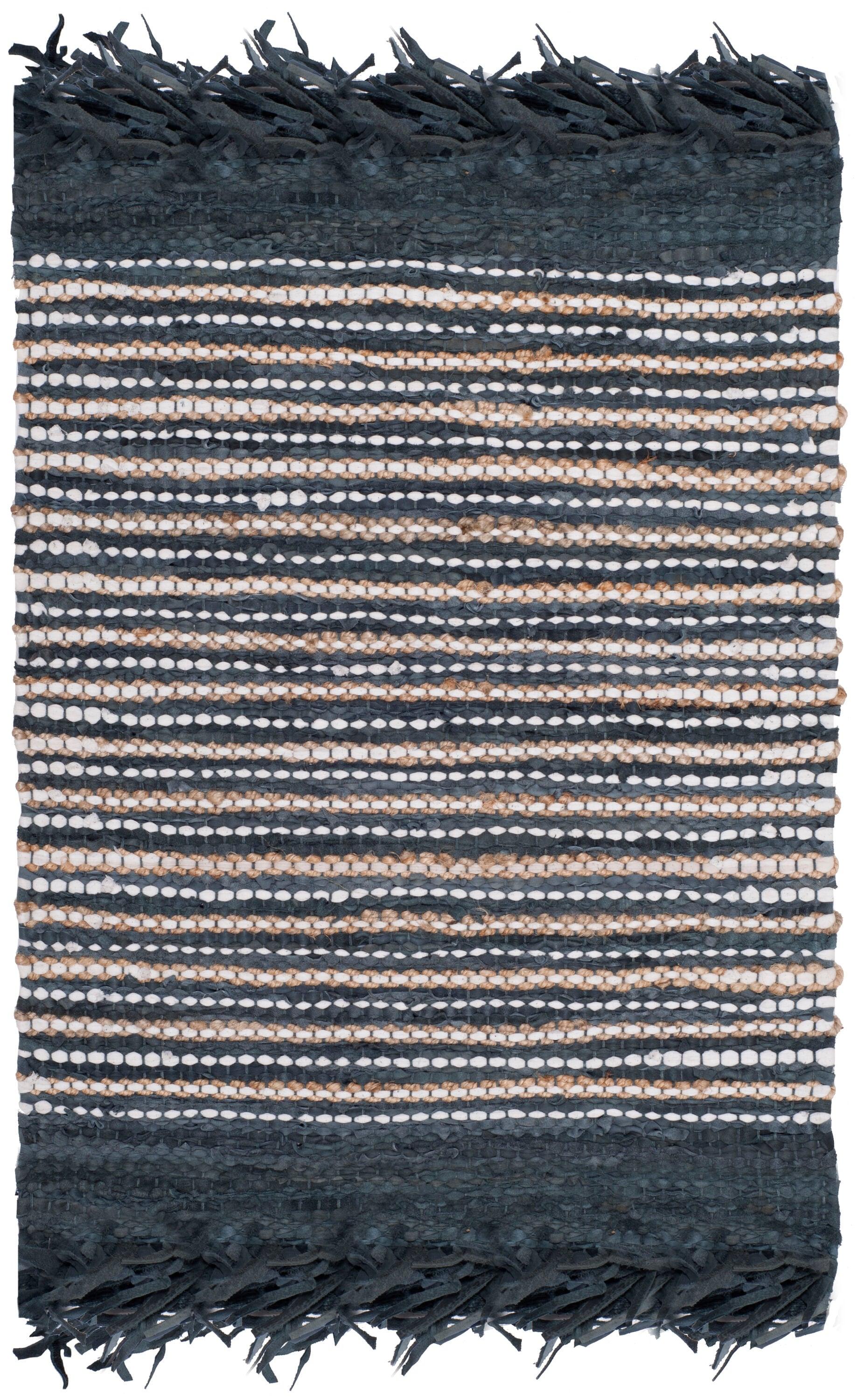 Vintage Leather VTL373 Hand Woven Indoor Accent Rug - Dark Grey/Multi - 3'x5' - Safavieh.