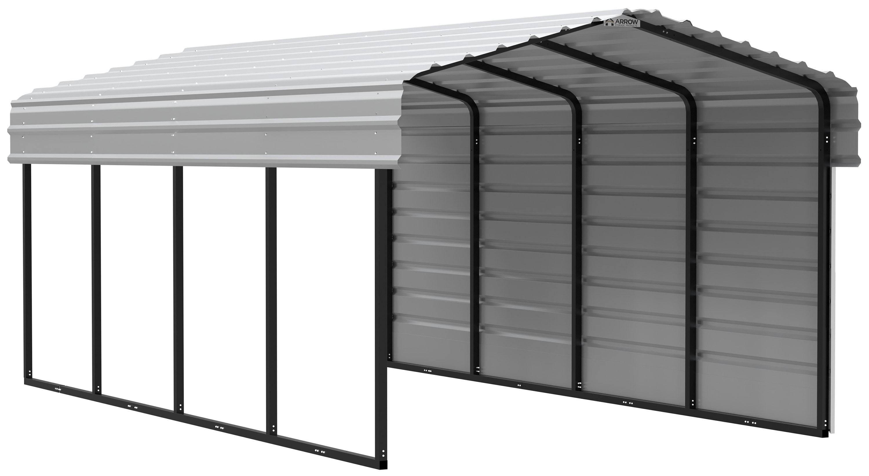 Arrow Arrow Steel Carport with 1 Side Wall Kit, 10X20X07