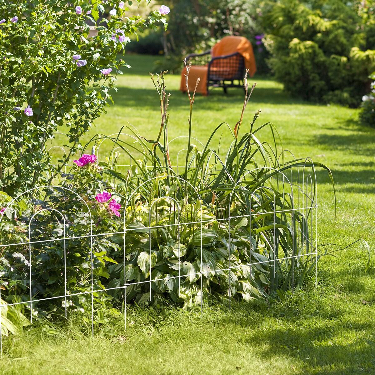 Origin Point Garden Craft Round Folding Border Fence, White, 10' L x 24" H