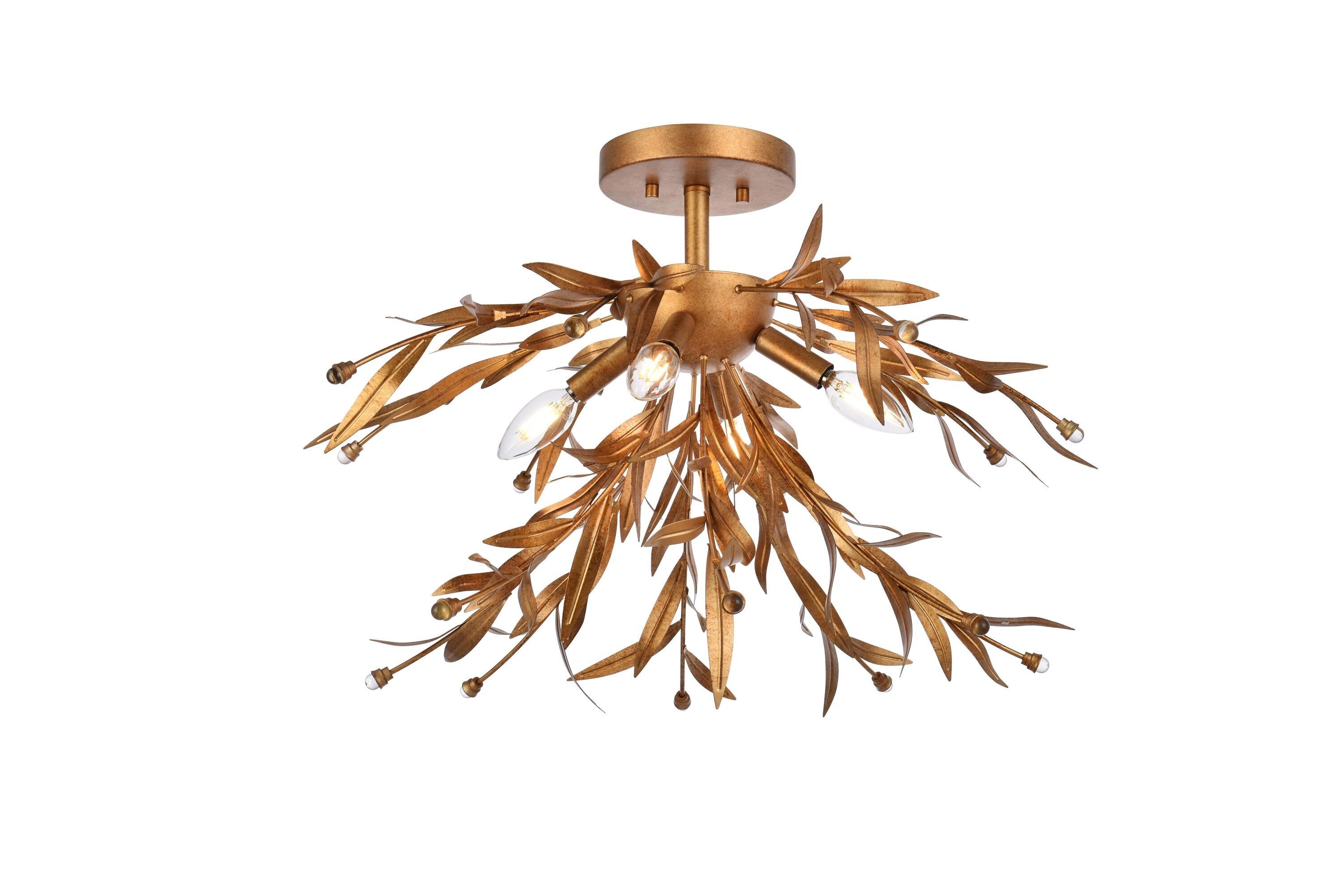 Elegant Lighting Priscilla 18.5 inch flush mount in gold leaf