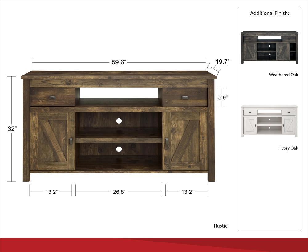 Farmington Gray Weathered Oak TV Stand with Cabinet for 60" TVs
