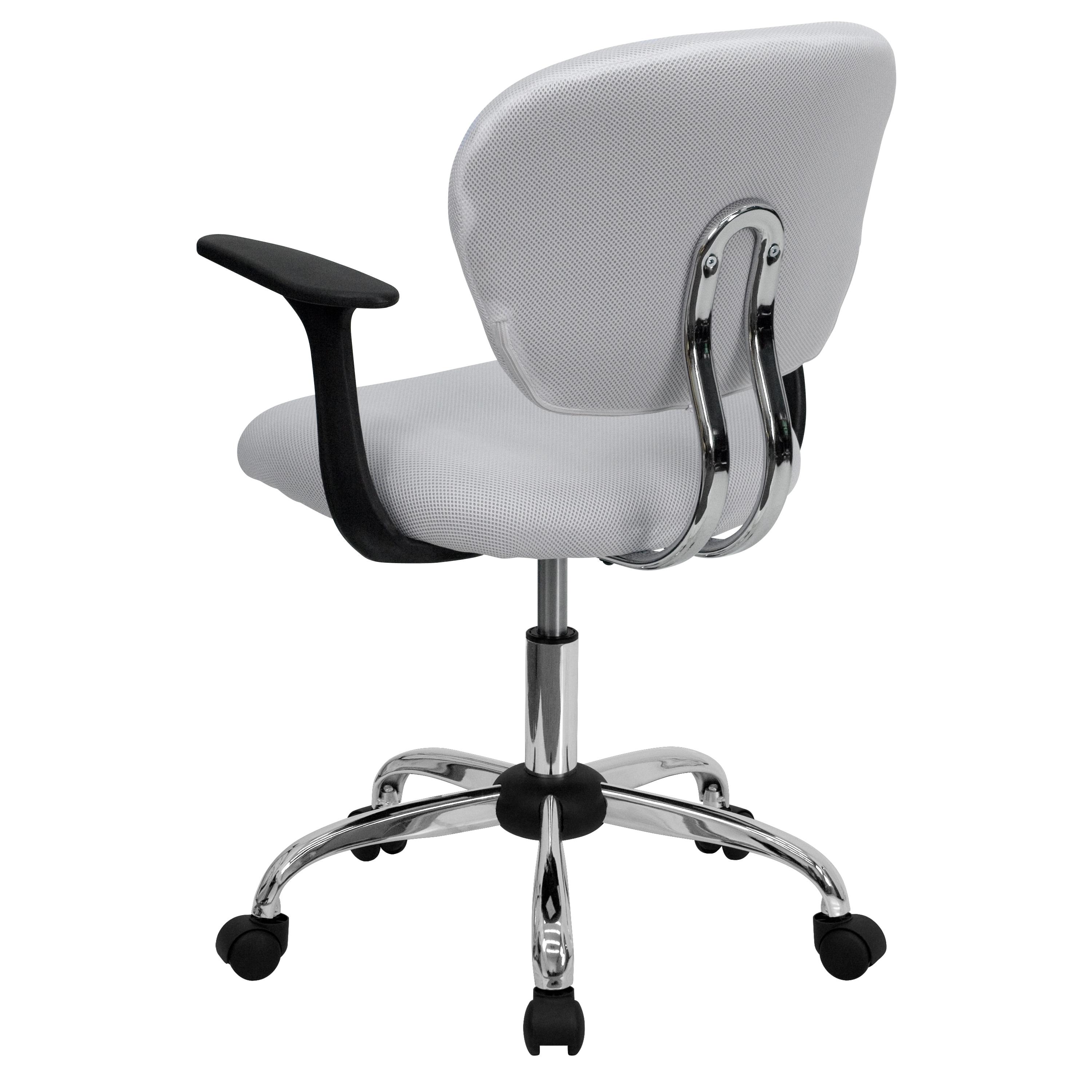 Mid-Back White Mesh Swivel Task Chair with Chrome Base
