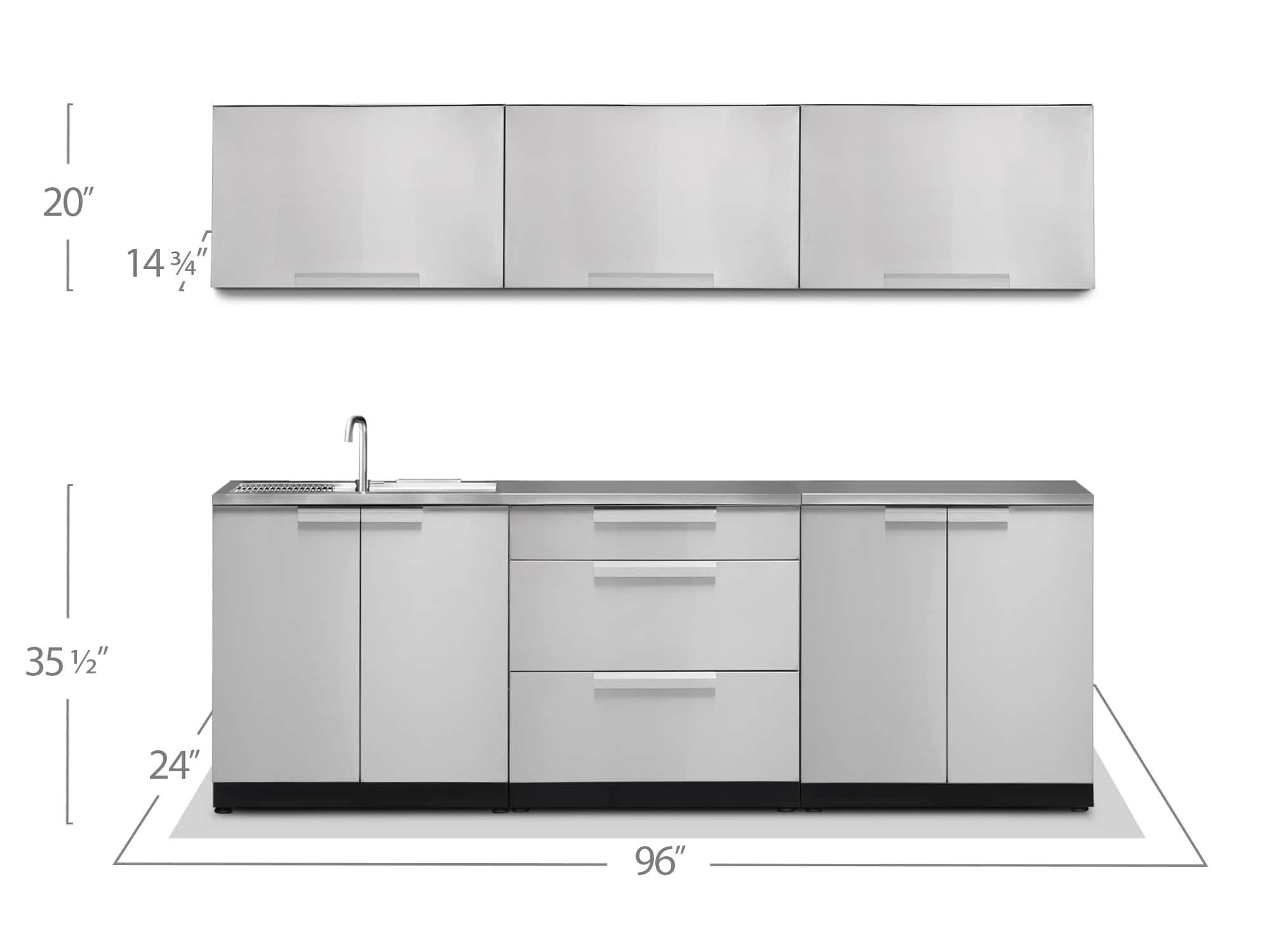 Outdoor Kitchen 96" W x 24" D x 36.5" H 6-Piece Modular Cabinet Set