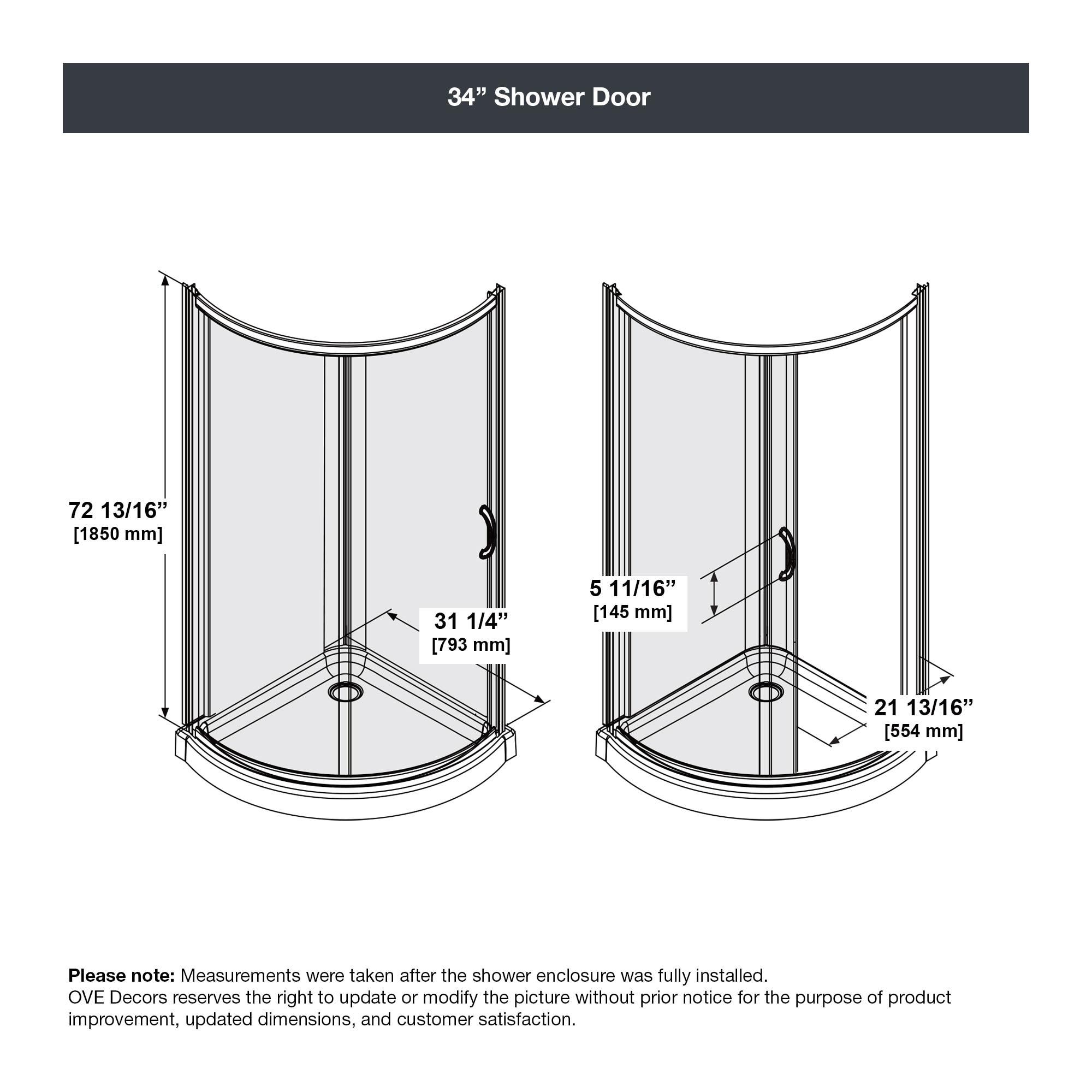 Ove Decors Breeze_34_withouth_walls OVE Decors Breeze Premium 35 in. Framed Round Shower Kit w/ Clear Glass, Base in Chrome Finish