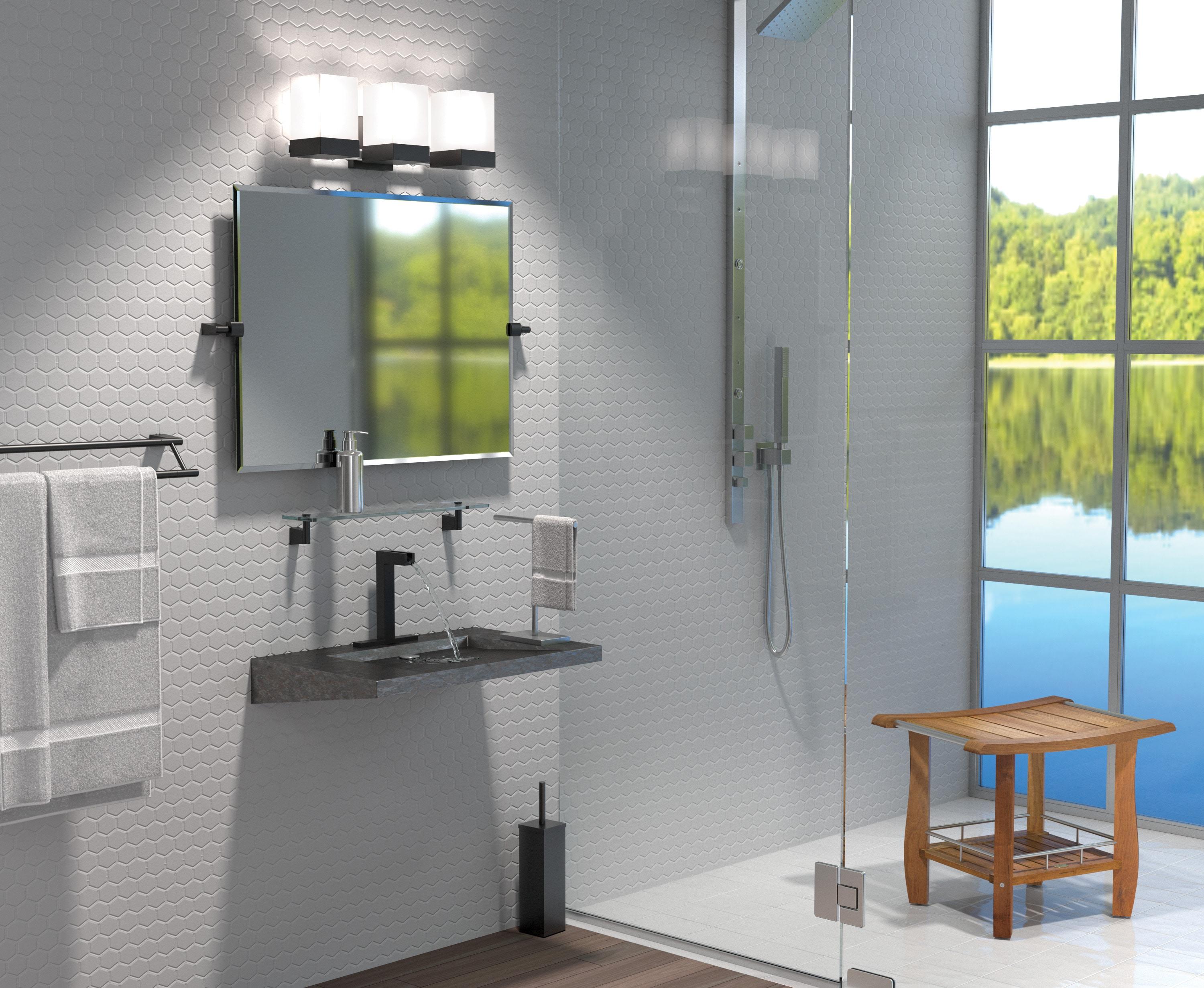 Bleu Wall Mount Rectangle Tempered Glass Shelf | Floating Shelf