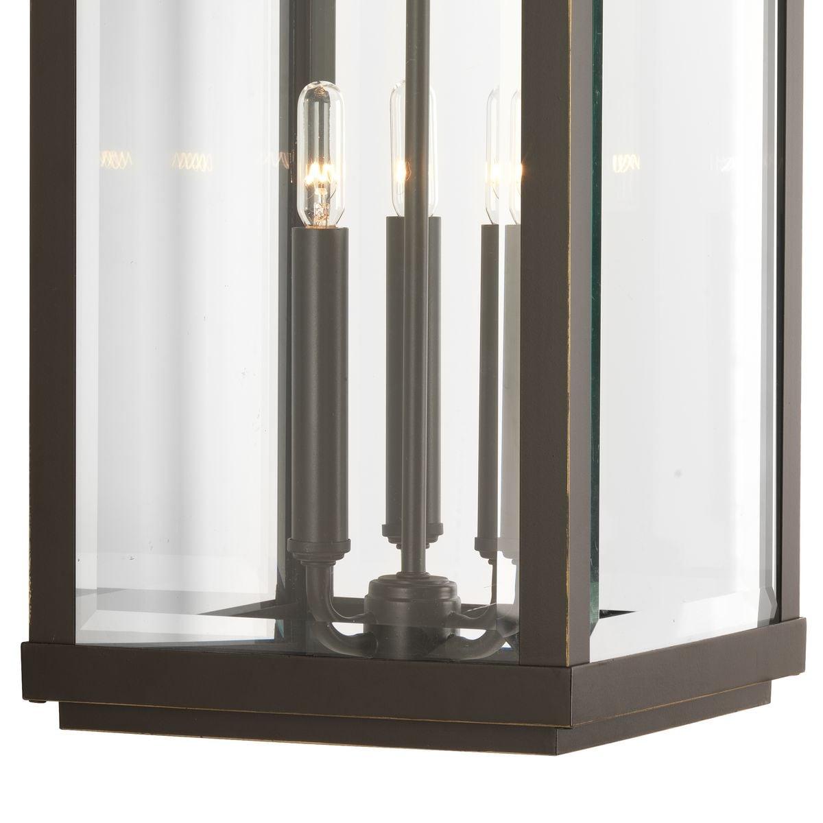 Progress Lighting Gibbes Street 3-Light Wall Lantern in Antique Bronze with Clear Beveled Glass Shade