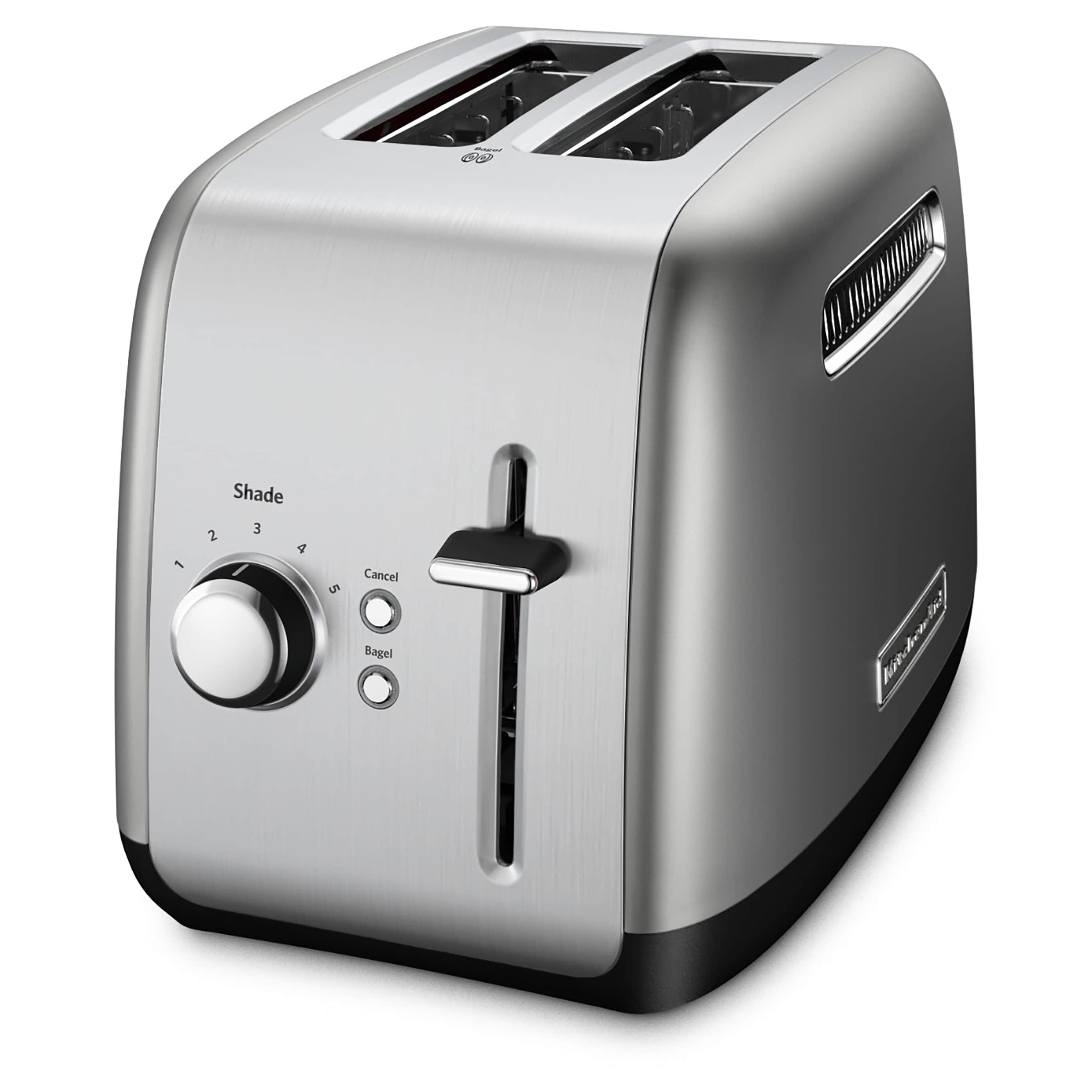 KitchenAid 2-Slice Toaster with Manual Lift Lever - KMT2115: Silver, Cool Touch, Bagel & Bread Toaster, Crumb Tray