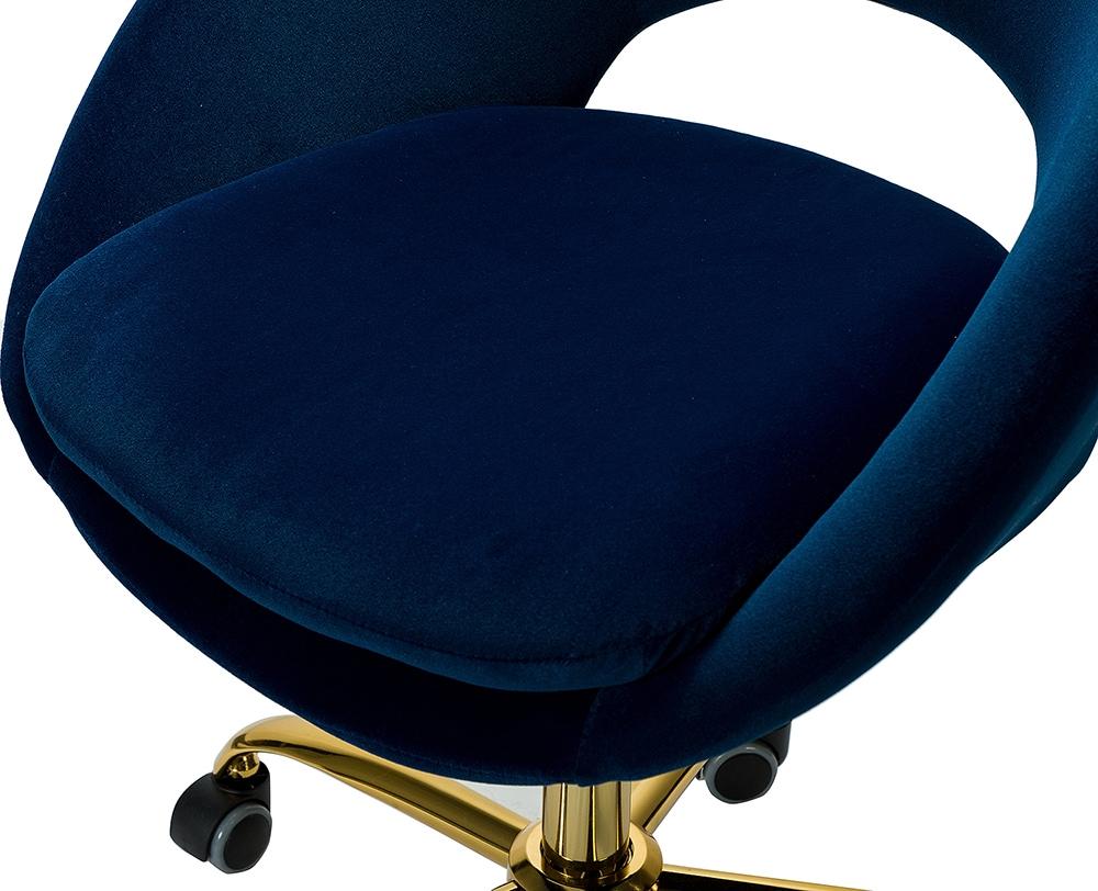 Luxury Office Chair Premium Modern Velvet Swivel Desk Chair with Chic Gold Base in Bold Colors Navy