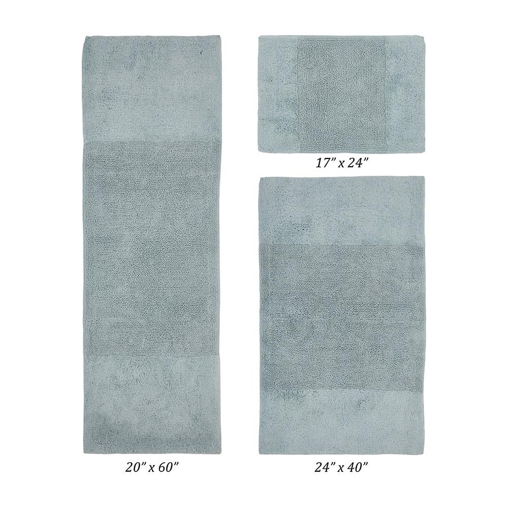 Better Trends Granada 100% Cotton Tufted Non-Slip Backing Bath Rug Set 3 PC (17" x 24" | 24" x 40" | 20" x 20") - Blue