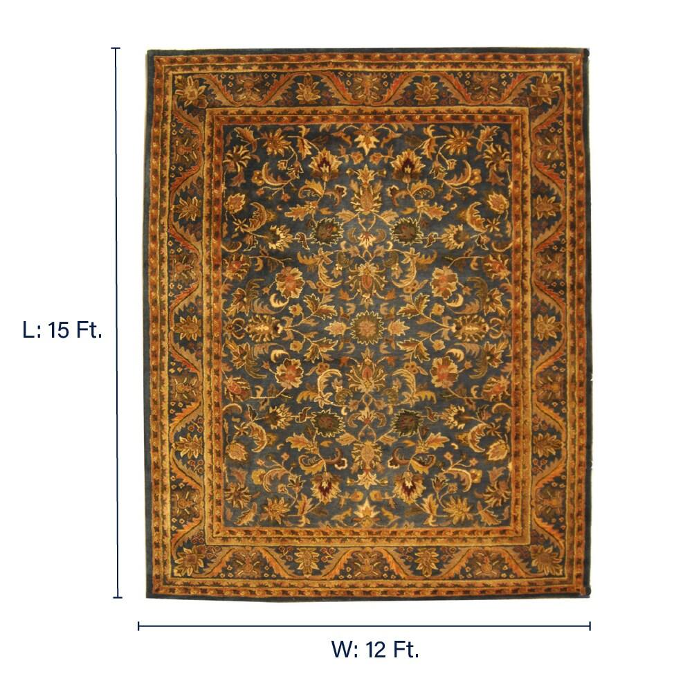 SAFAVIEH Antiquity Carmella Floral Bordered Wool Area Rug, Blue/Gold, 12' x 15'