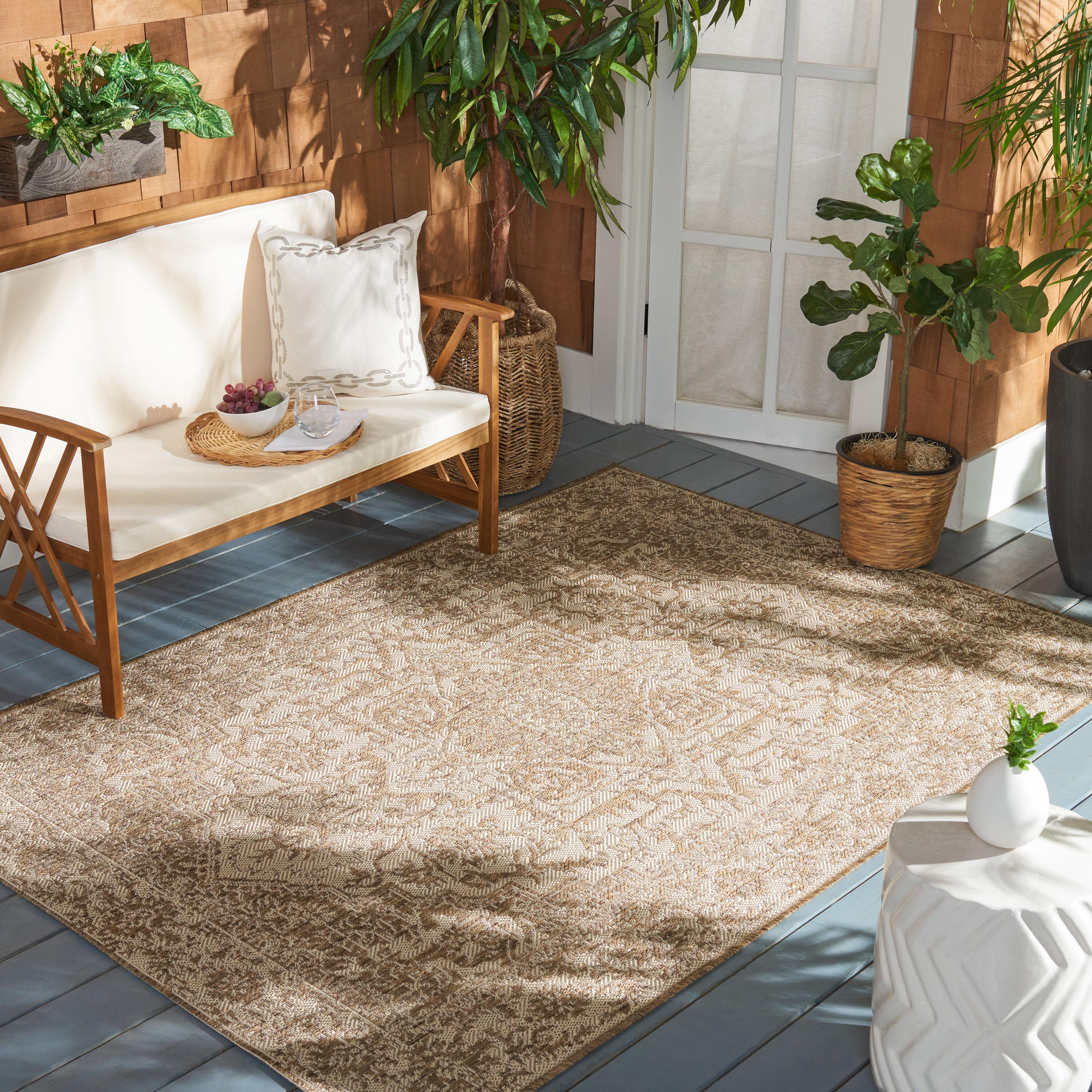 Beach House BHS139 Power Loomed Indoor/Outdoor Area Rug - Cream/Beige - 6'7"x6'7" - Safavieh