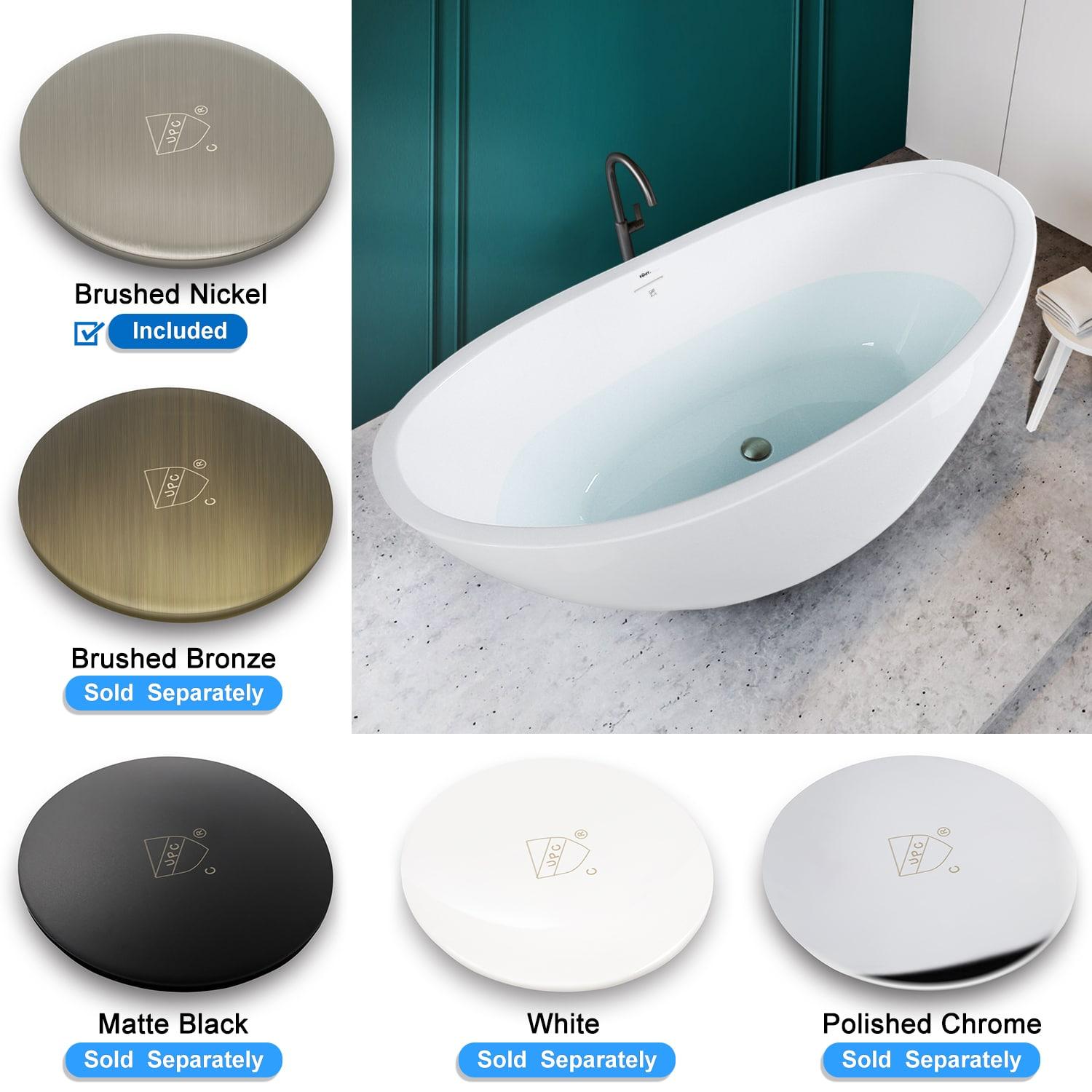 Naha Freestanding Soaking Acrylic Bathtub with Drain