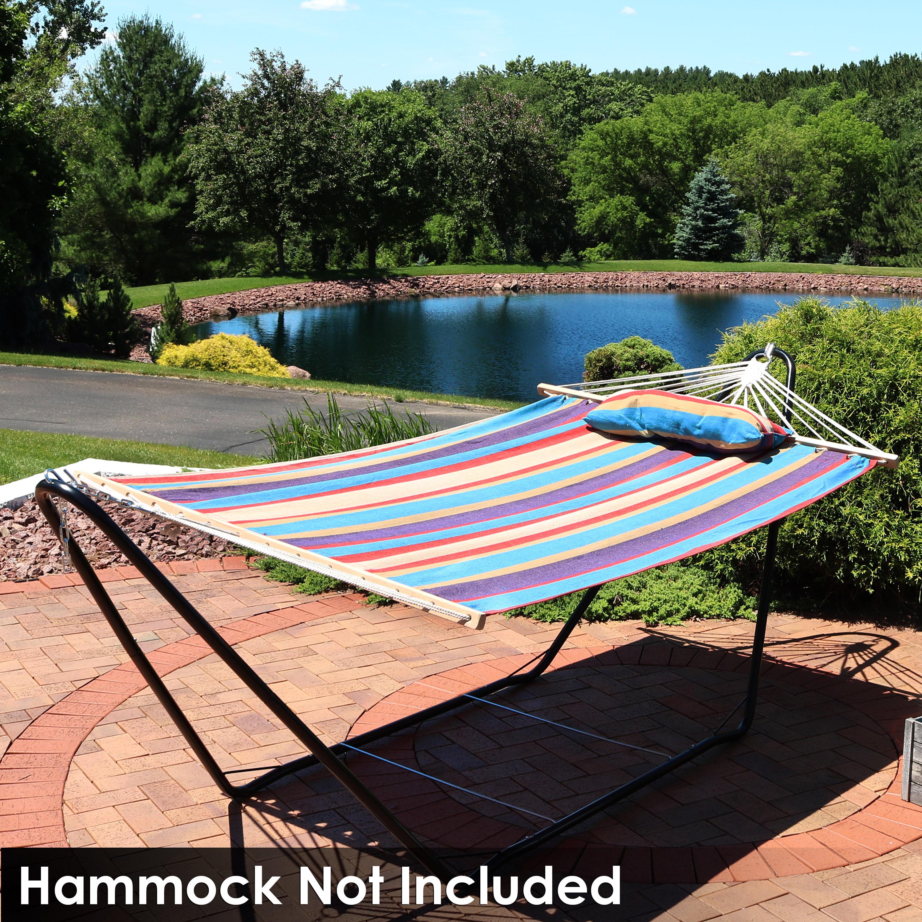 Sunnydaze Portable Heavy-Duty Steel Hammock Stand Only for Camping and Spreader Bar Styles - 330 lb Capacity/10' Stand - Black