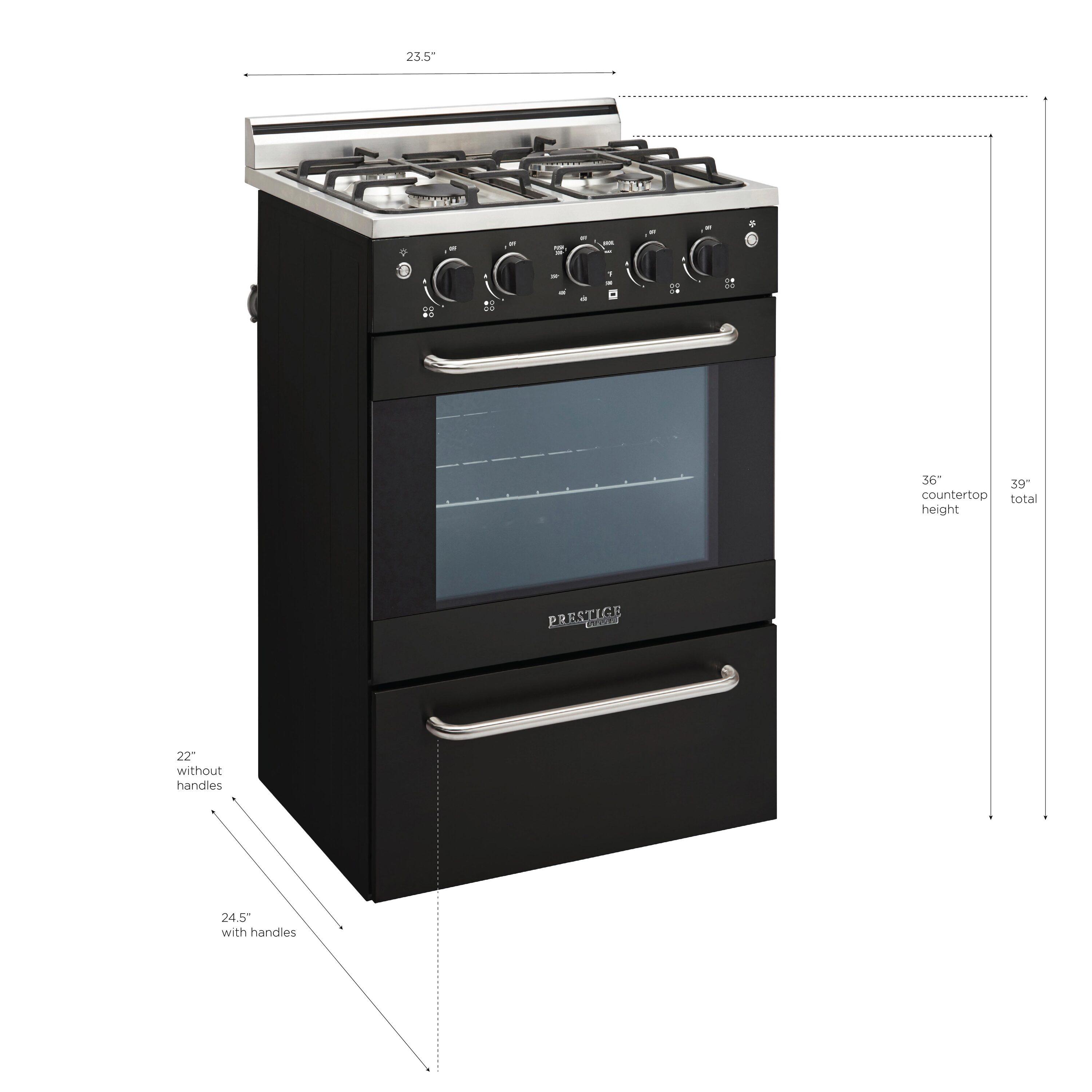 Unique Appliances Prestige 23.5" 4 burner 2.3 cu. ft. Freestanding Gas Range with Convection Oven UGP-24V PC1 B
