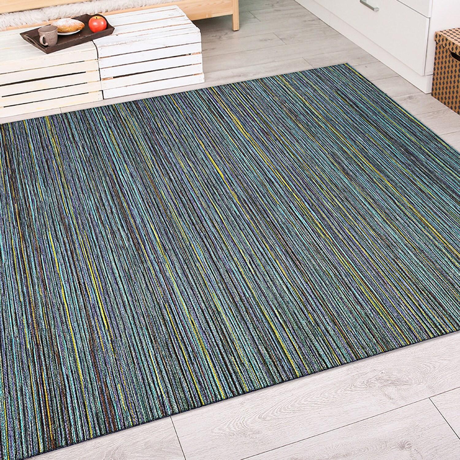 Couristan Cape Hinsdale Indoor / Outdoor Area Rug, Teal-Cobalt, 5'3" x 7'6"