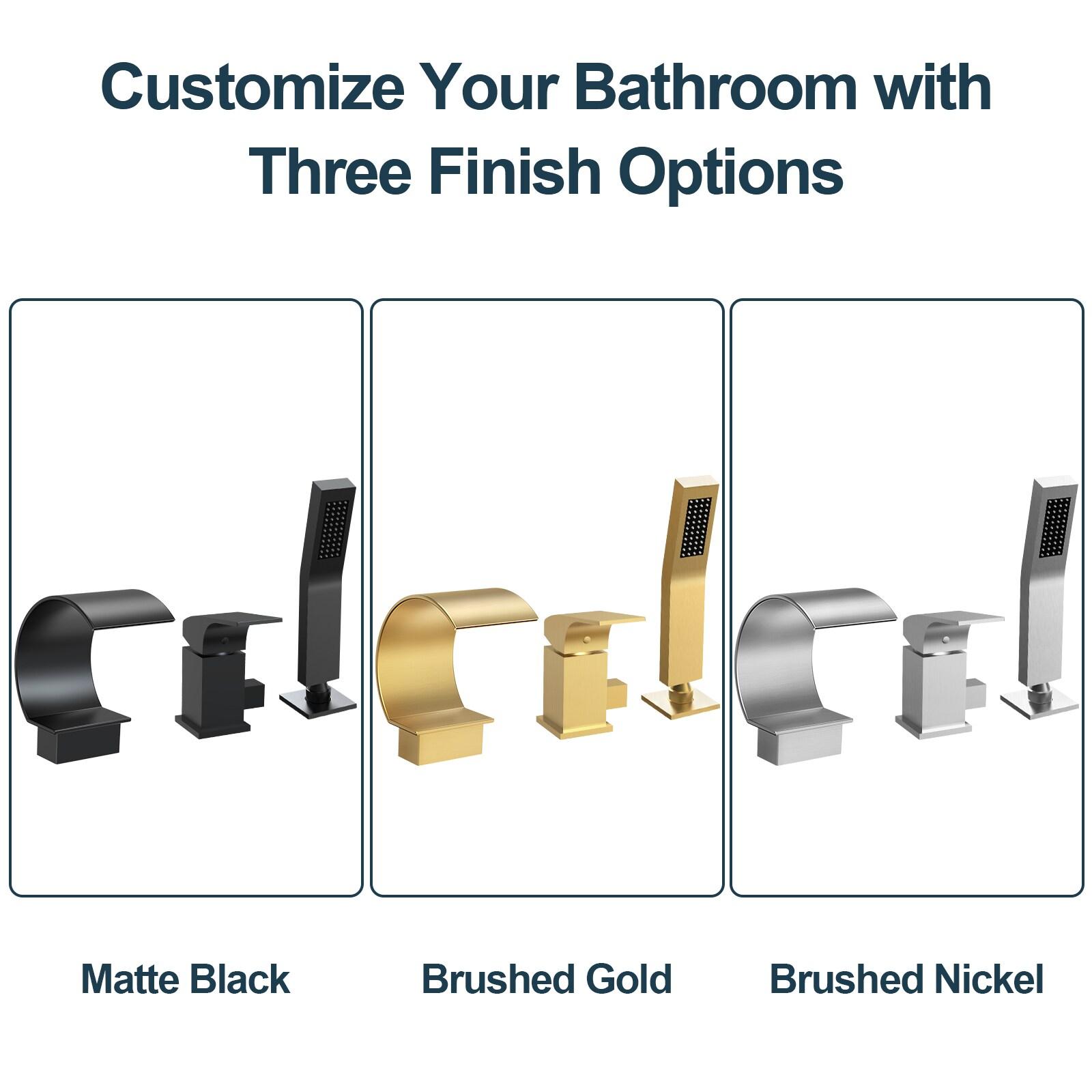 GRANDJOY Complete Shower System, 10" and 6" Dual Wall Mount Rain Shower Faucets with Handheld Shower Spray, High Pressure in Matte Black