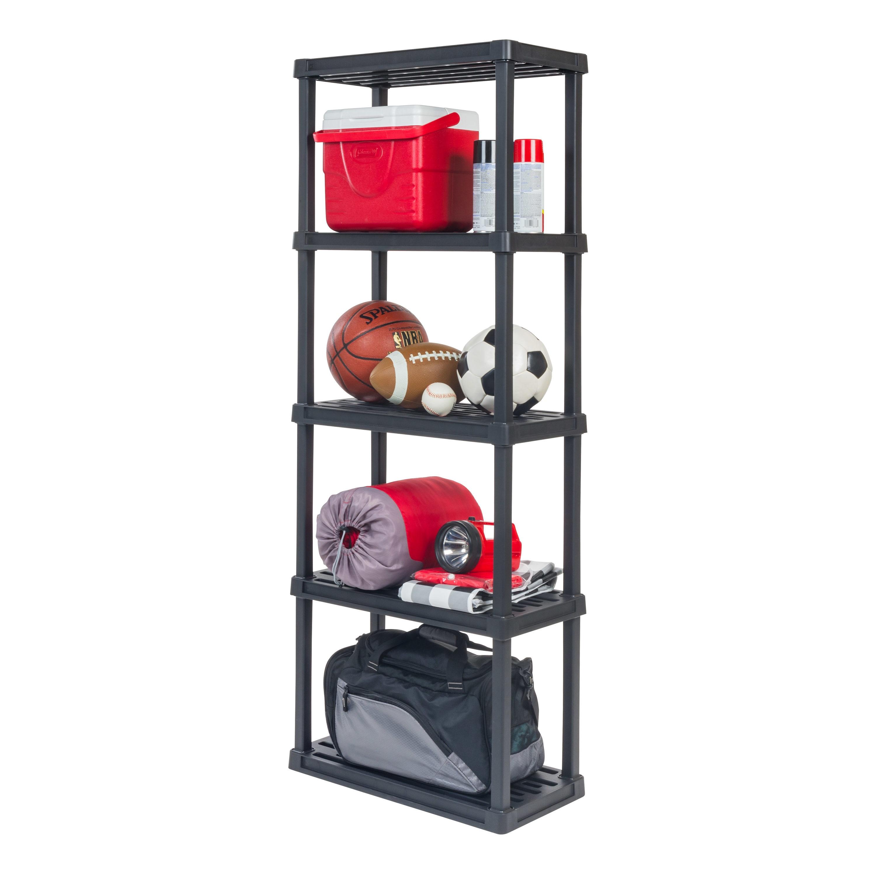 5-Tier Medium Plastic Garage Storage Shelving Unit, Black (12 W x 64 H x 24 D)