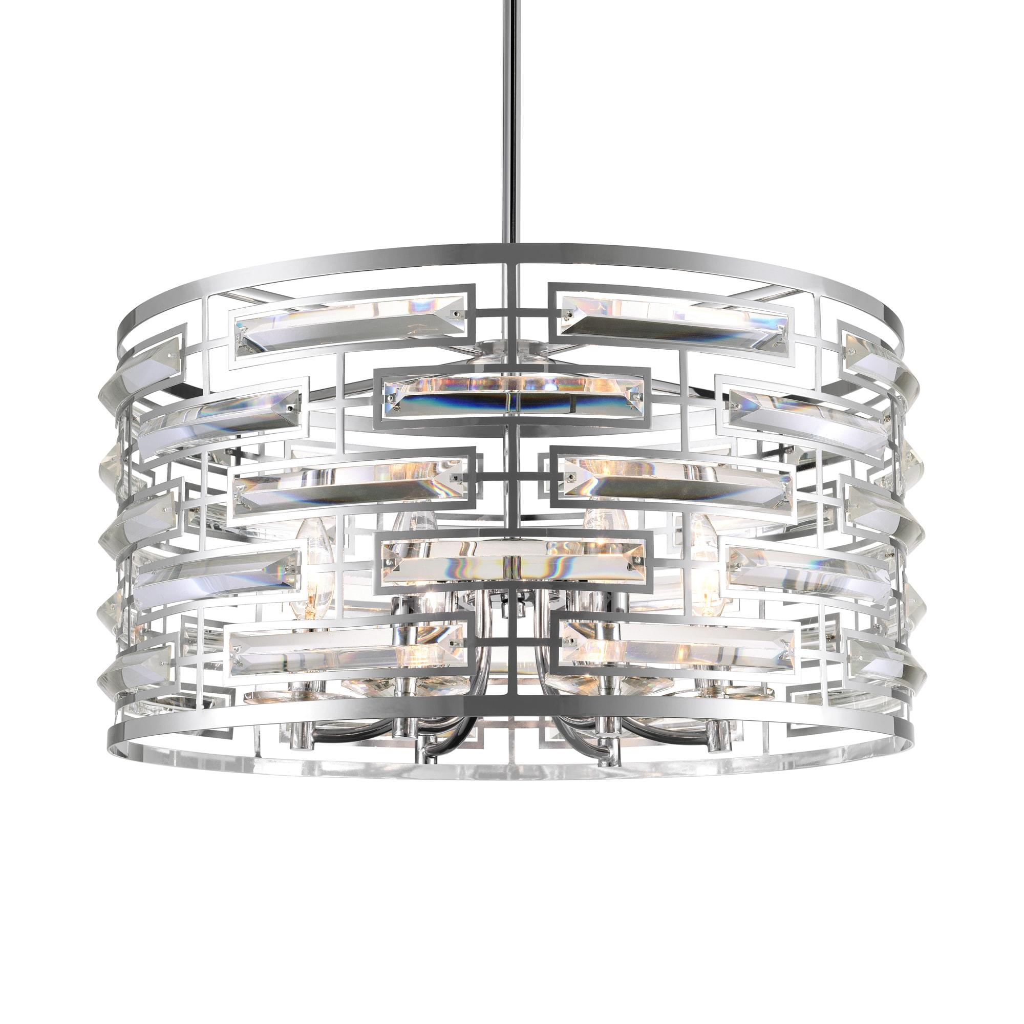 CWI Lighting Petia 6 Light Drum Shade Metal Chandelier in Chrome