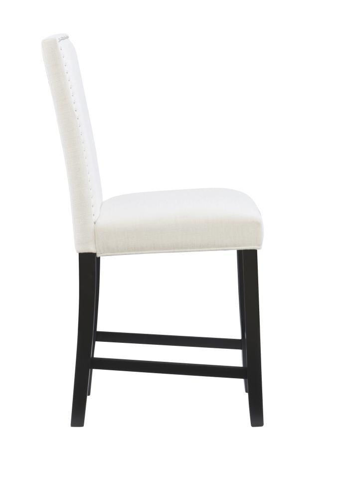 Linon 24" Stewart Padded Back and Seat Faux Leather Upholstered Counter Height Barstool - Glitz White: Elegant Nailhead Trim, Wood Legs