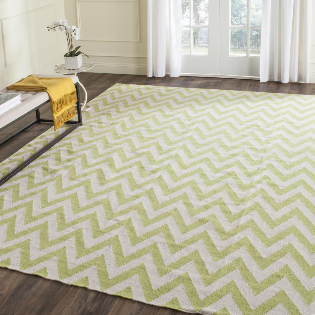 SAFAVIEH Dhurries Bentley Geometric Area Rug, Green/Ivory, 6' x 6' Square