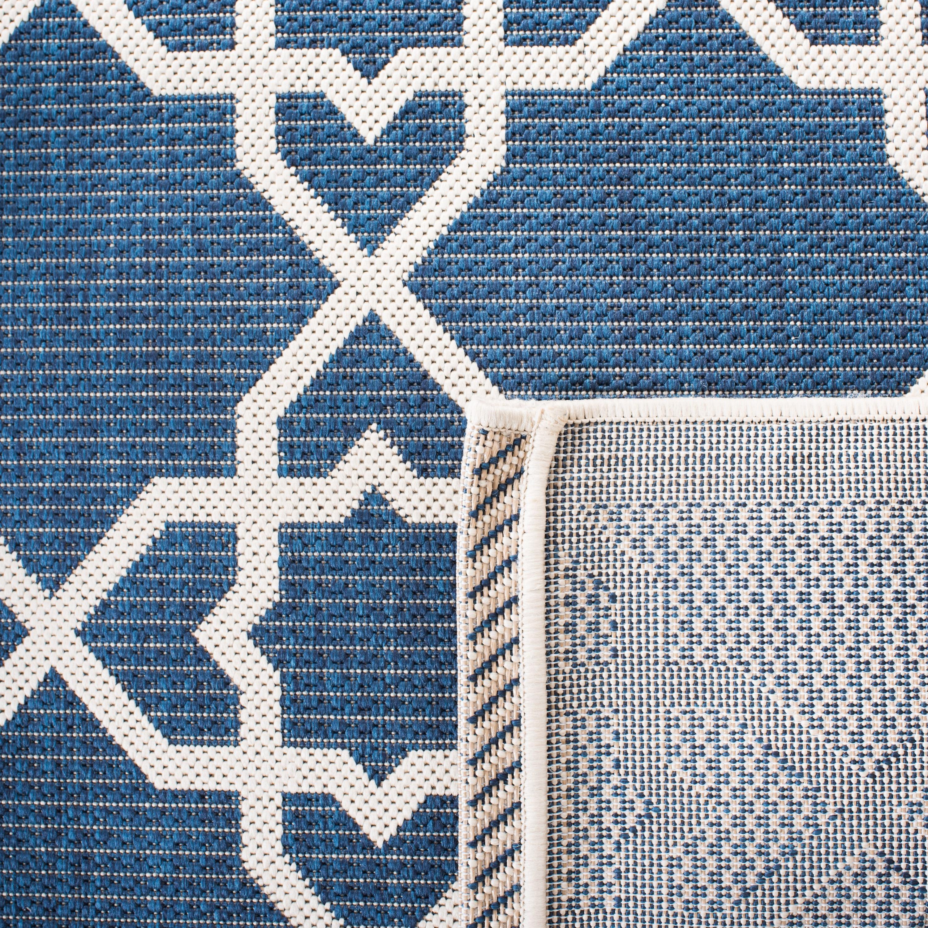 Courtyard CY6032 Power Loomed Indoor and Outdoor Runner Rug - Navy/Beige - 2'3"x12' - Safavieh