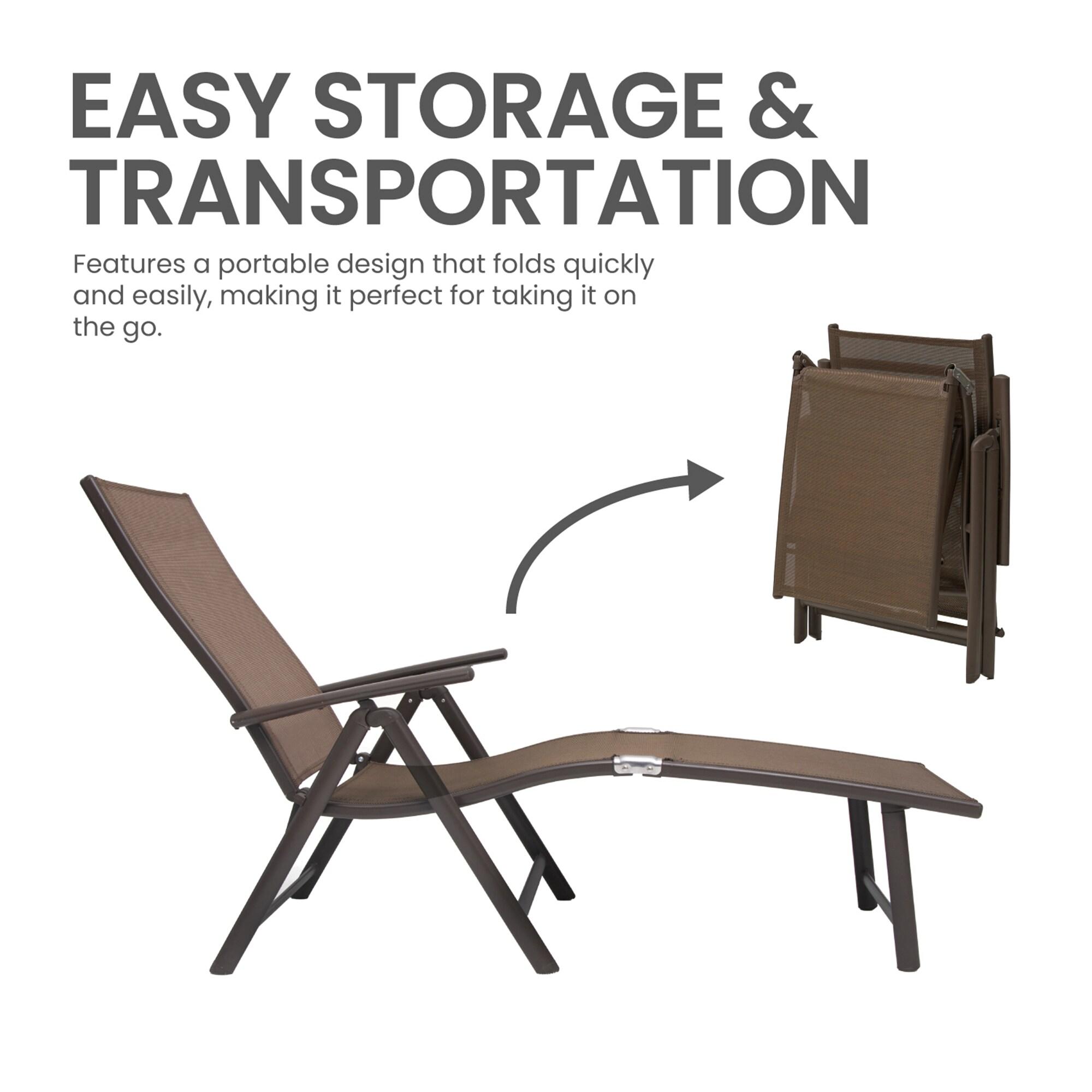 Pellebant Outdoor Chaise Lounge Aluminum Patio Folding Chair,Brown