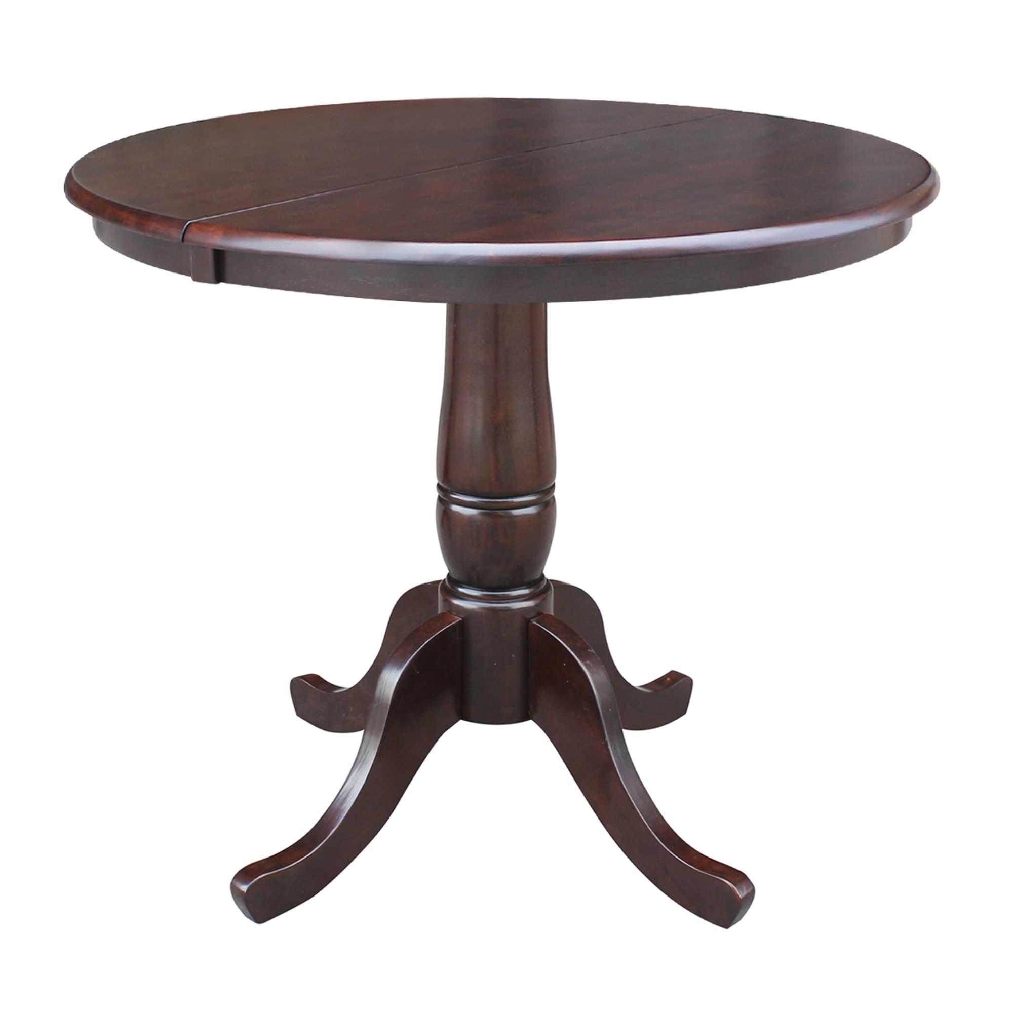 International Concepts 36 inches Round Top Pedestal Table With 12 inches Leaf - 28.9 inchesH - Dining Height