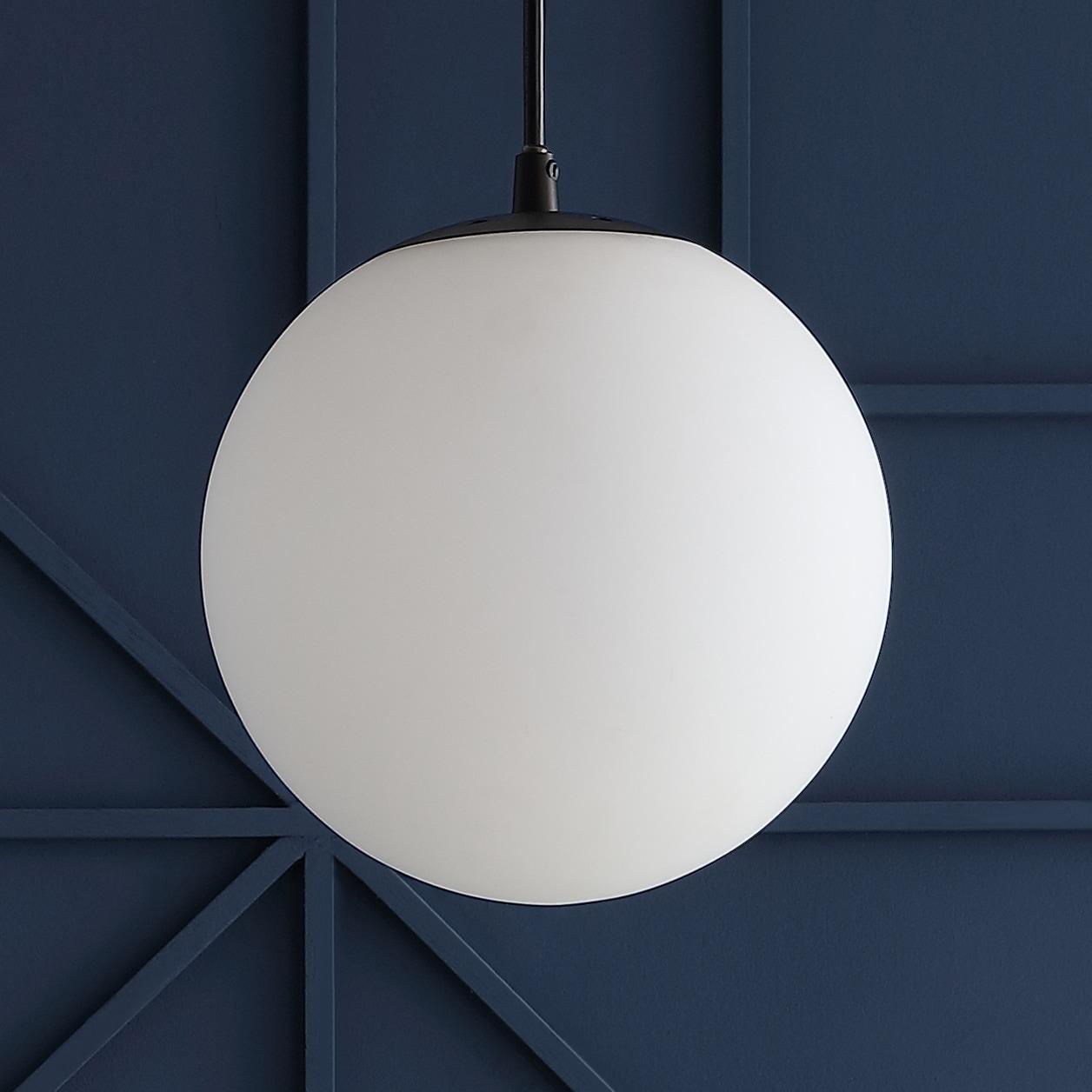 Bleecker 7.75" Metal/Glass Globe LED Pendant, White/Oil Rubbed Bronze