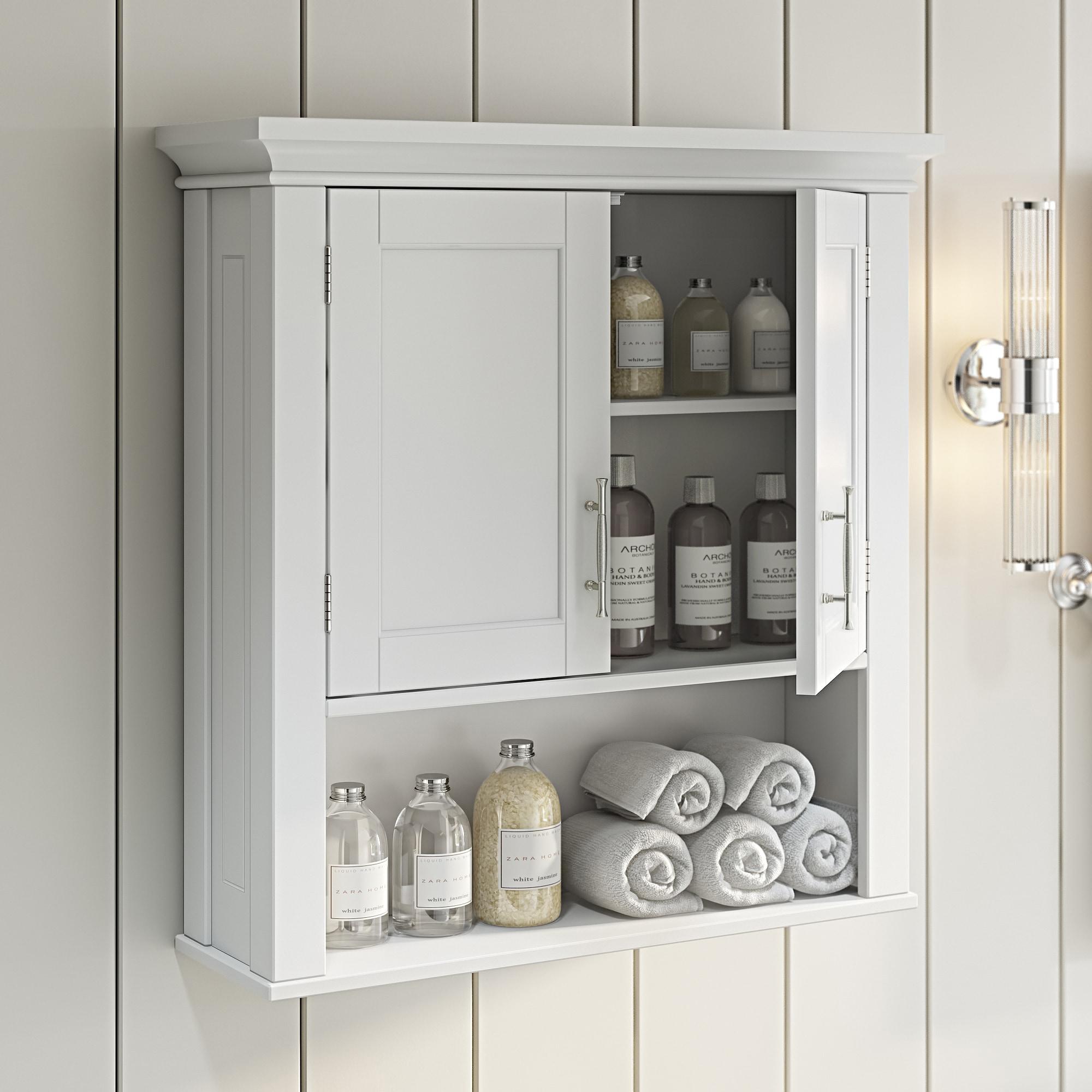 RiverRidge Home RiverRidge Somerset Two-Door Bathroom and Laundry Wall Mount Storage Medicine Cabinet with Open and Adjustable Shelf