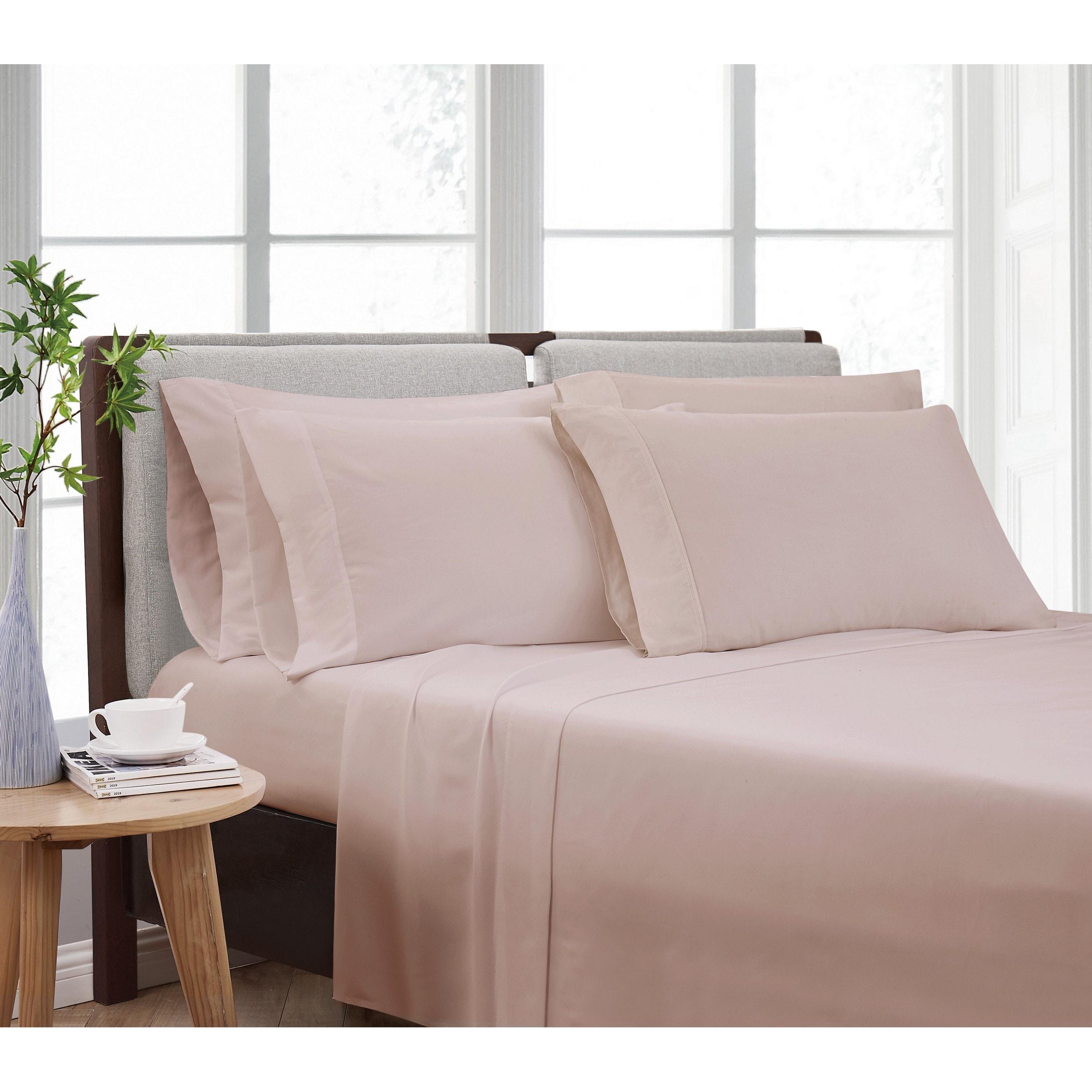 Swift Home | 4-Piece Solid Microfiber Sheet Set Blush Queen