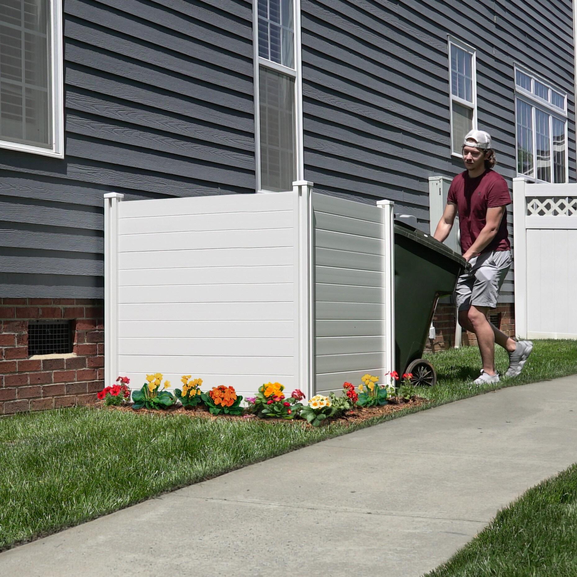 4ft H x 4ft W (2 Panels) No Dig Enclo Premium White Vinyl Privacy Screen, Outdoor Privacy Panels, Use As Air Conditioner Fence, Trash Can Enclosure, Pool Equipment Enclosure, ZP19014