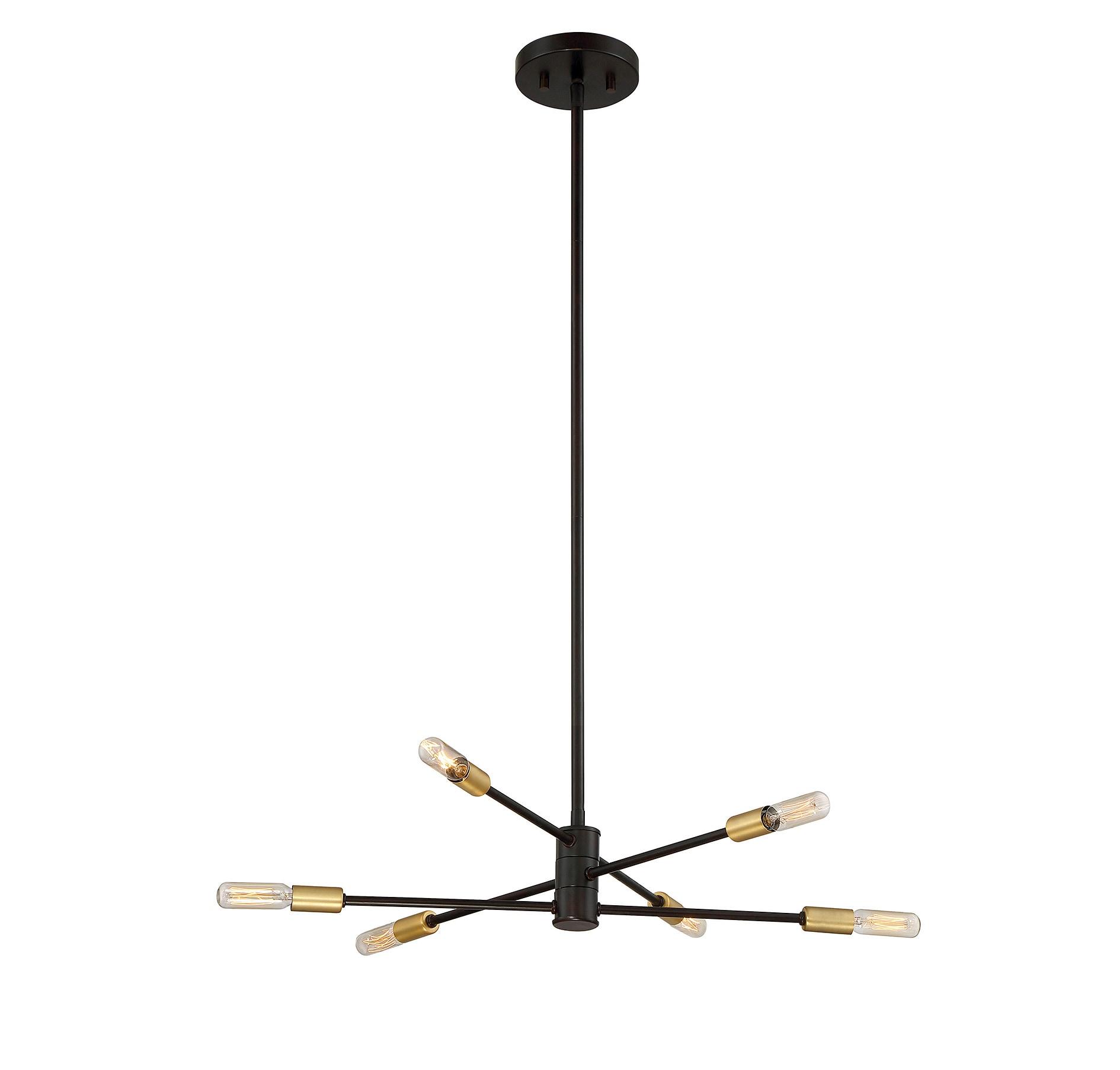 6 Light Chandelier In Industrial Style-7 Inches Tall And 21.75 Inches Wide-Bronze/Brass Finish    -Traditional Installation Savoy House 1-7000-6-77