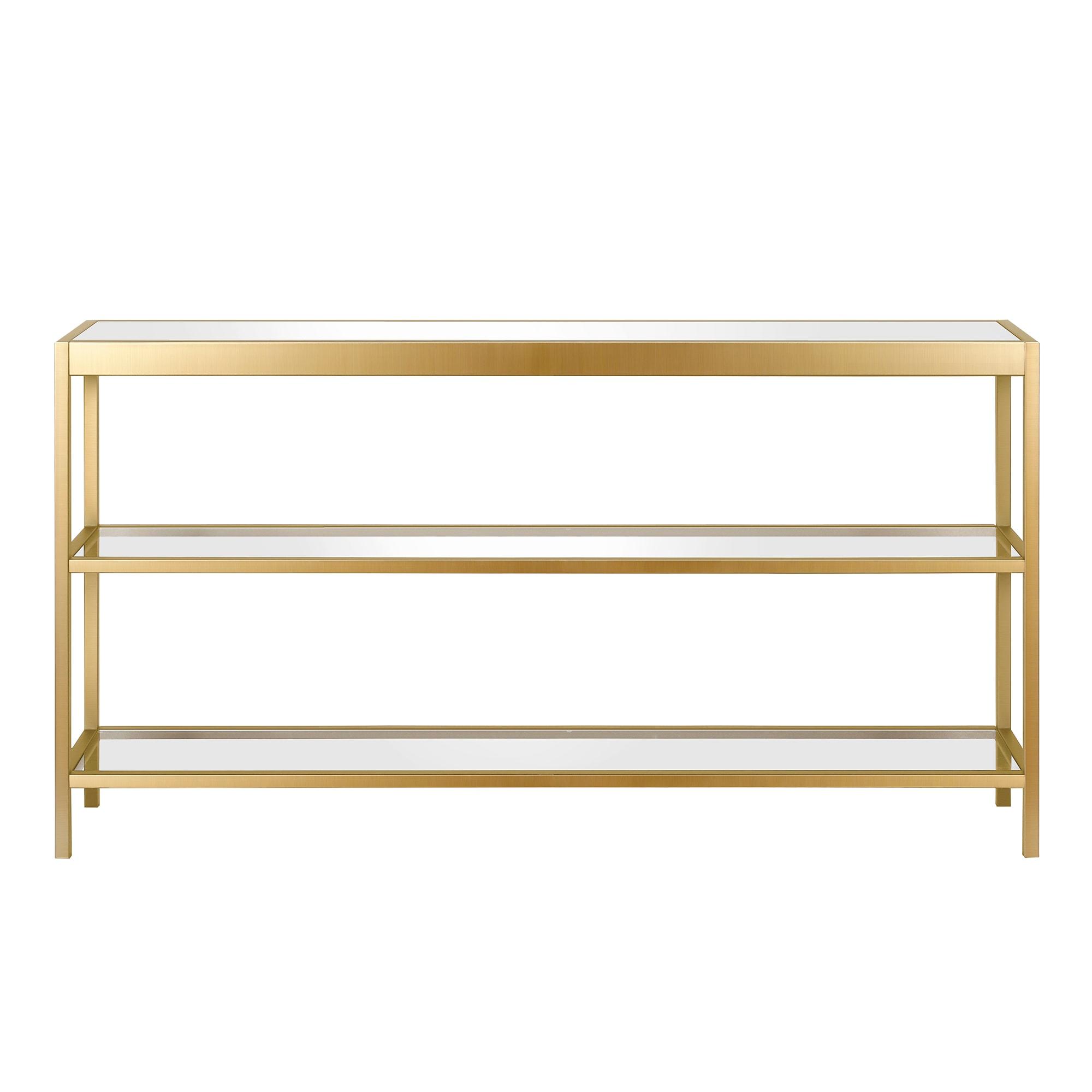 55 Inches Brass Metal/Glass Console Table - Henn&Hart