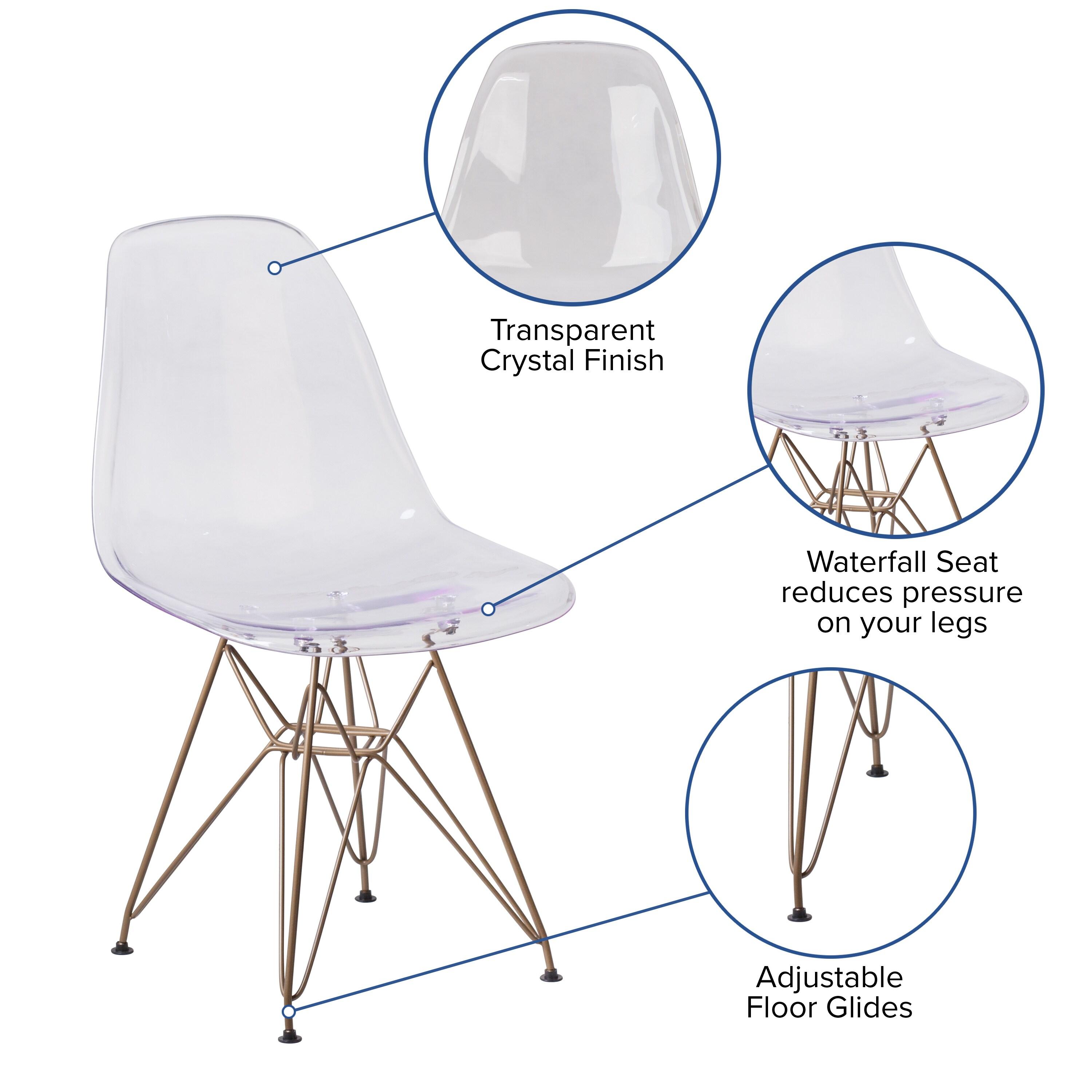 Flash Furniture Elon Series Ghost Chair with Gold Metal Base
