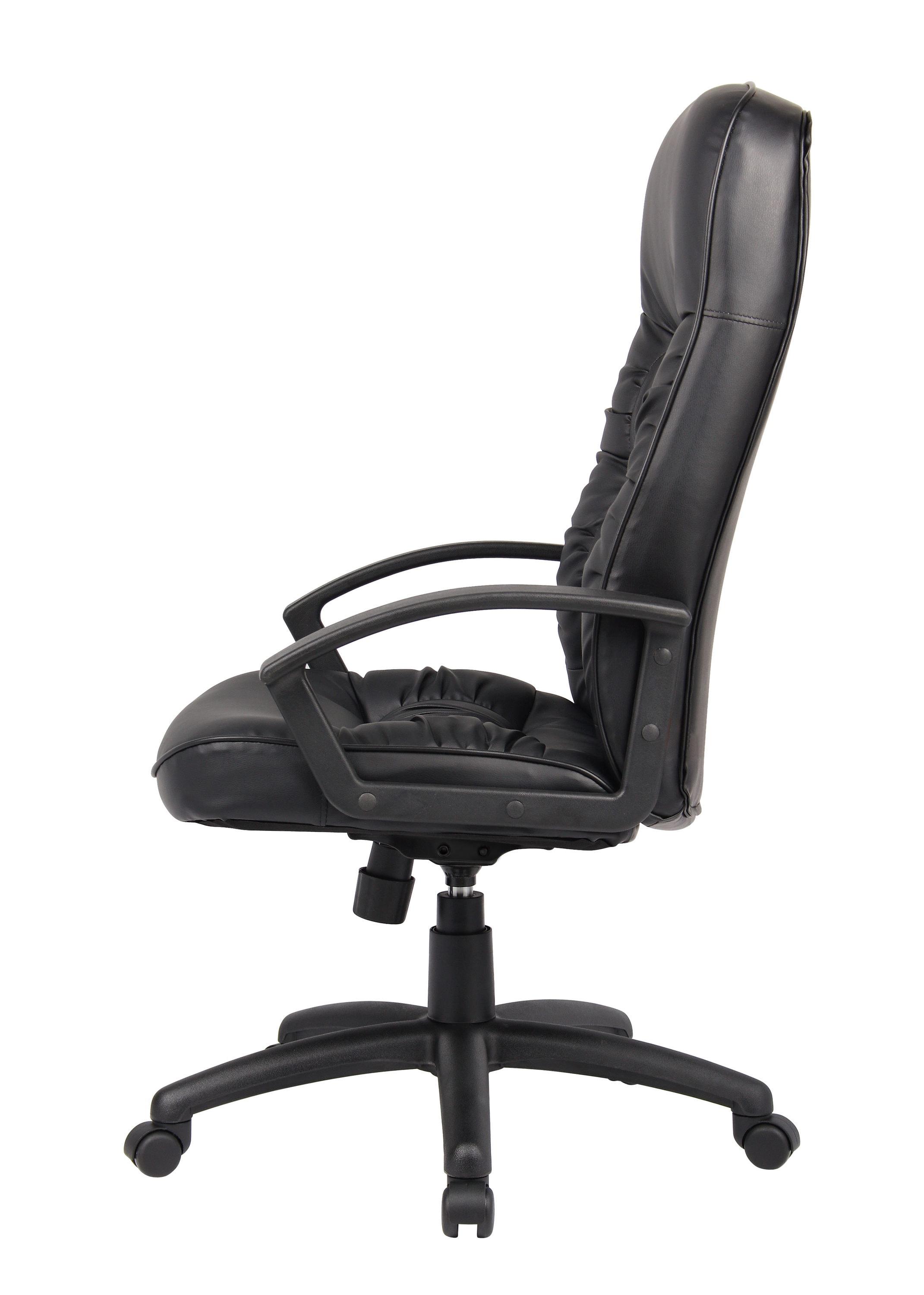 High Back LeatherPlus Chair Black - Boss Office Products: Ergonomic, Adjustable, Swivel, Casters/Wheels