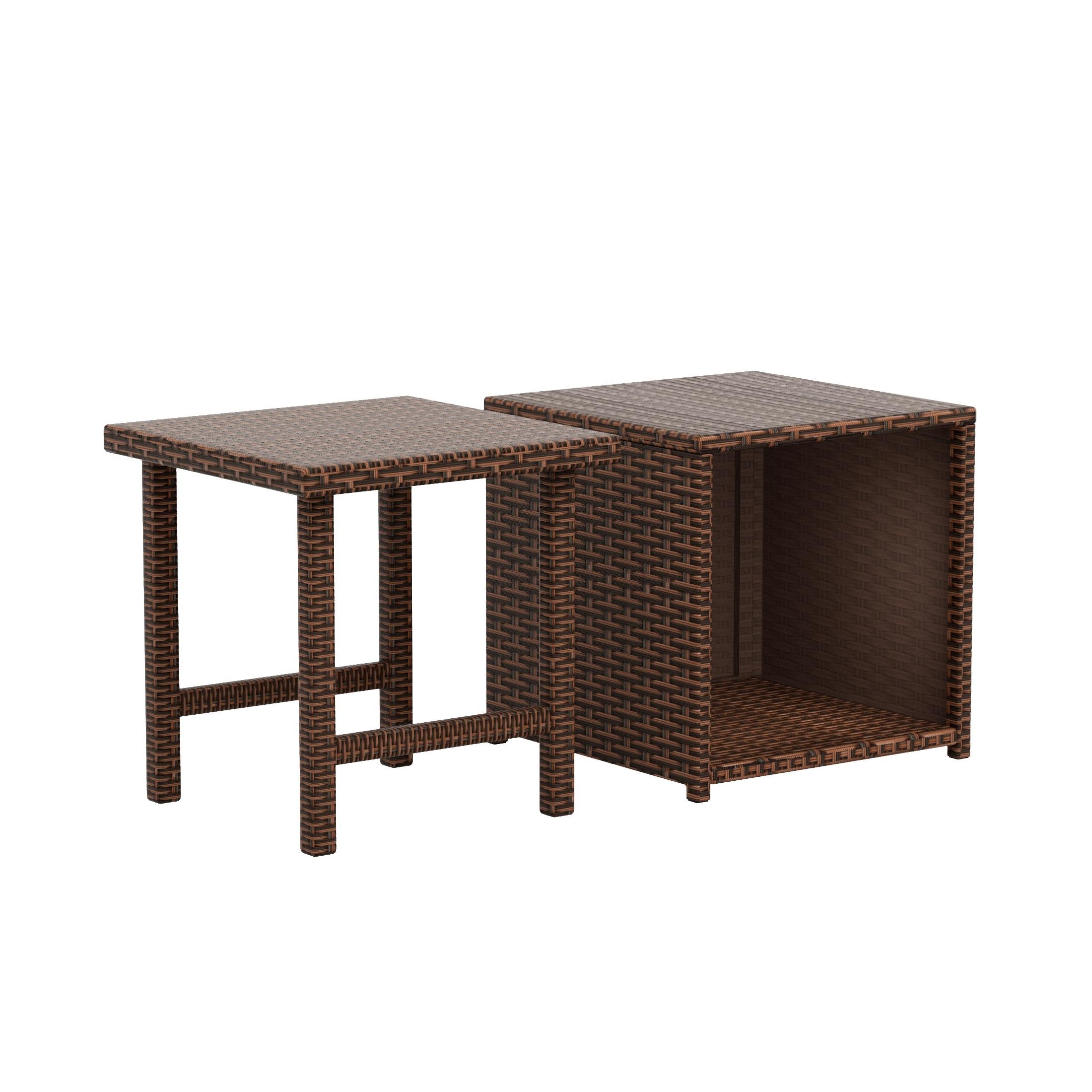 Polytrends  Merrick Wicker Rattan Table (Set of 2) Brown