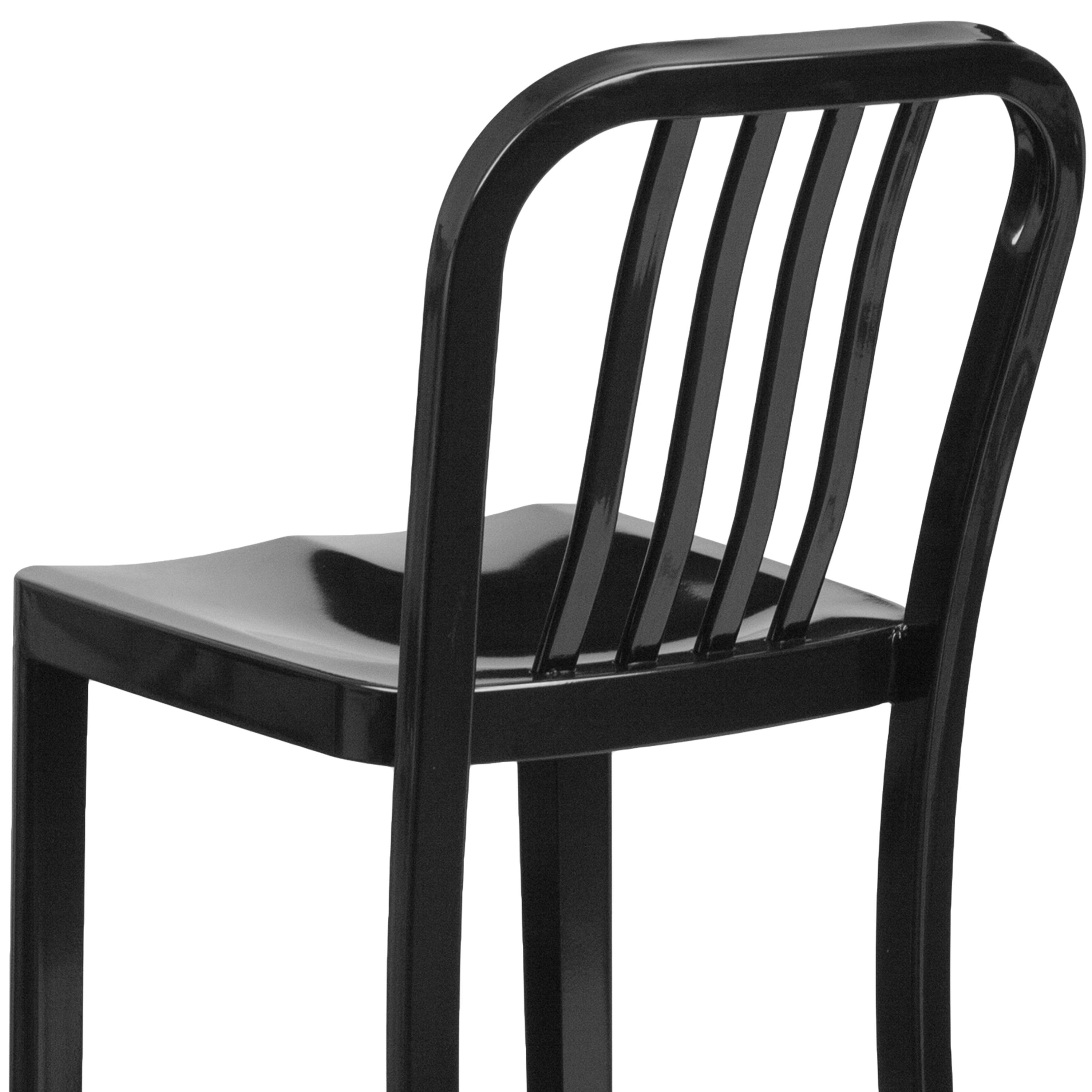 Flash Furniture Commercial Grade 30" High Black Metal Indoor-Outdoor Barstool with Vertical Slat Back