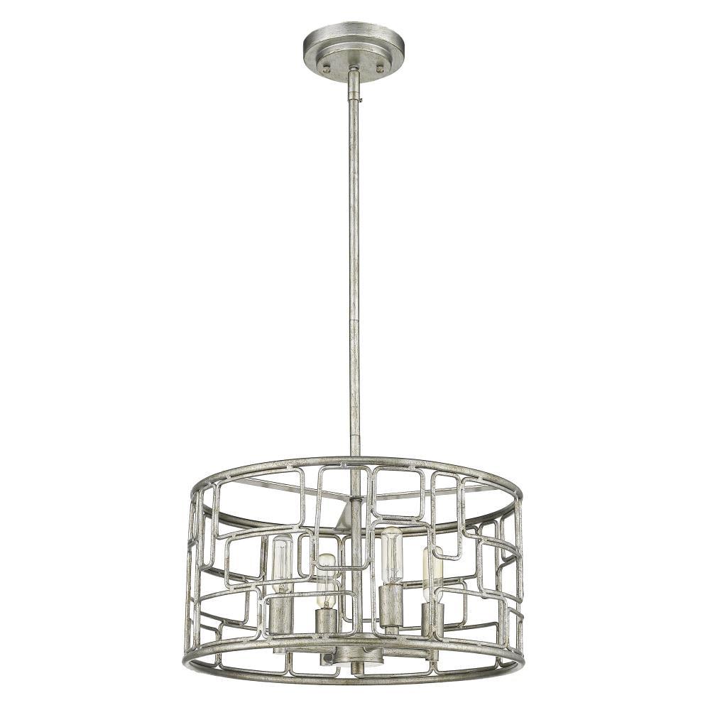 Amoret Convertible 16" Antique Silver Drum Pendant Light