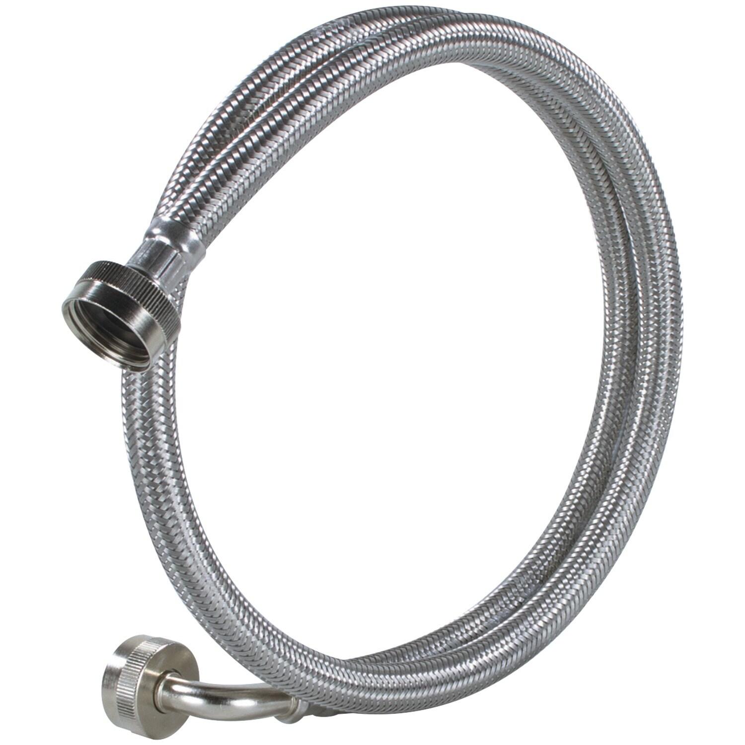 4-Foot Stainless Steel Braided Washing Machine Hoses with Elbow