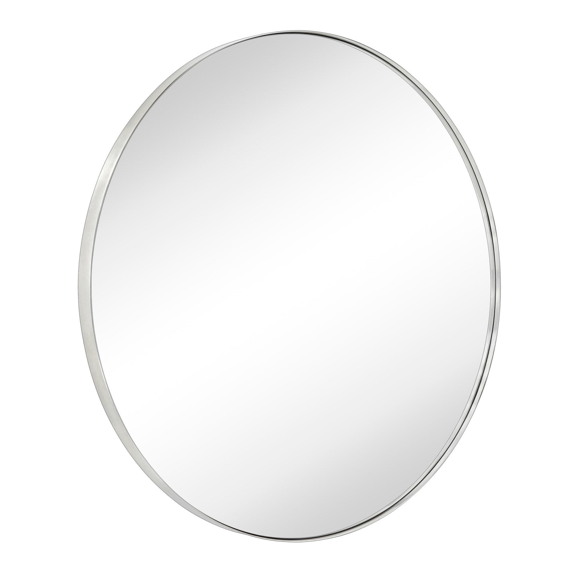 TEHOME Yolanta 30 in. W x 30 in. H Circular Round Stainless Steel Framed Wall Mounted Bathroom Vanity Mirror in Brushed Nickel