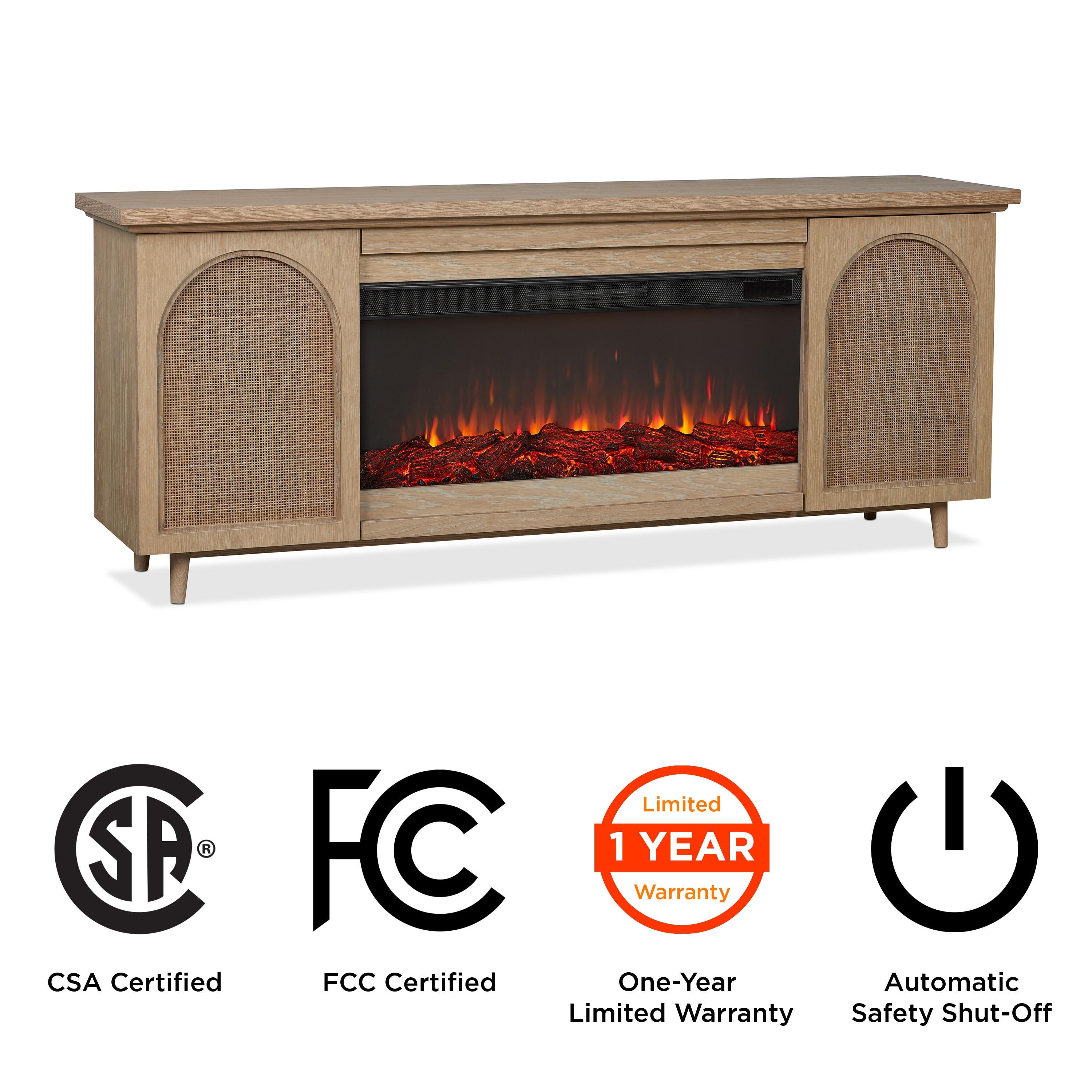 Dahlia 76" Landscape Electric Fireplace Tv Stand In White Oak