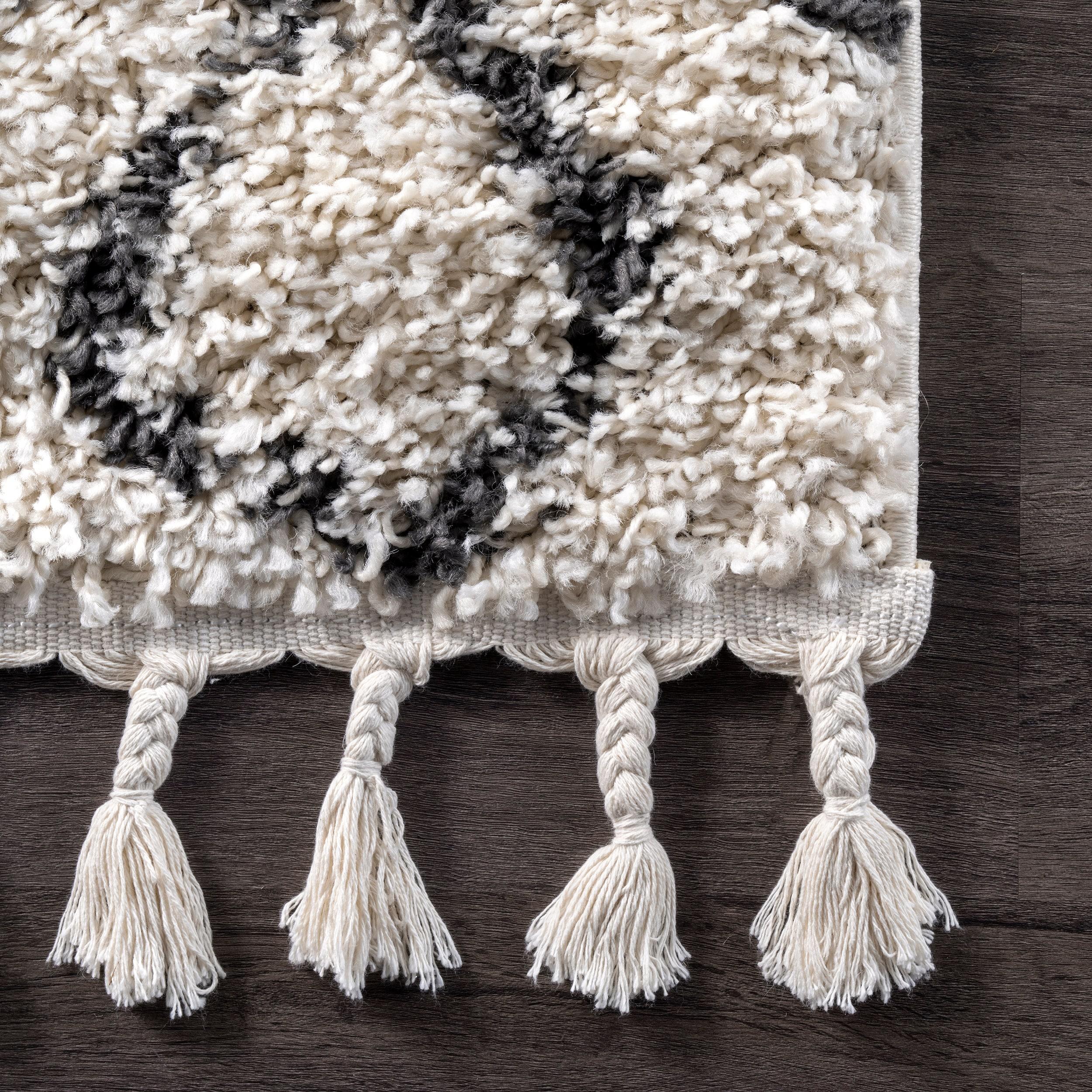 Nuloom Nieves Moroccan 2x8 Runner Indoor Area Rug for Living Room Bedroom Dining Room Entryway Hallway, Off White/Dark Grey