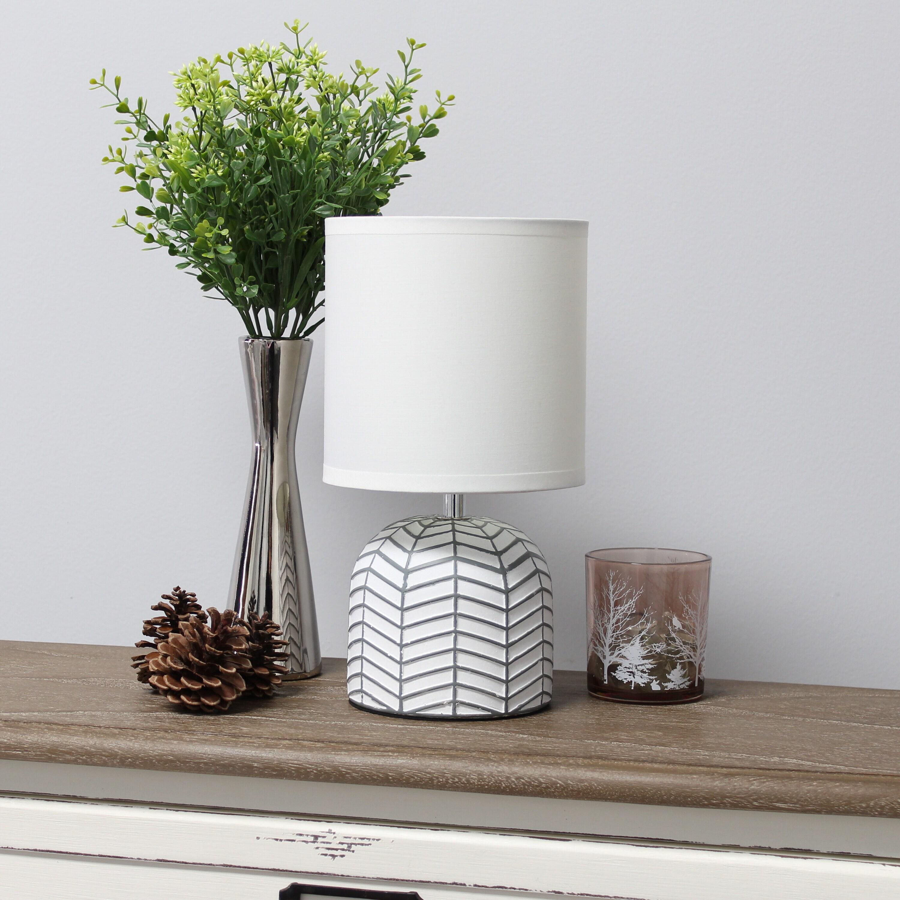 10.43" Petite Contemporary Webbed Waves Base Bedside Lamp with White Drum Shade - Simple Designs: ETL Listed, No Assembly Required