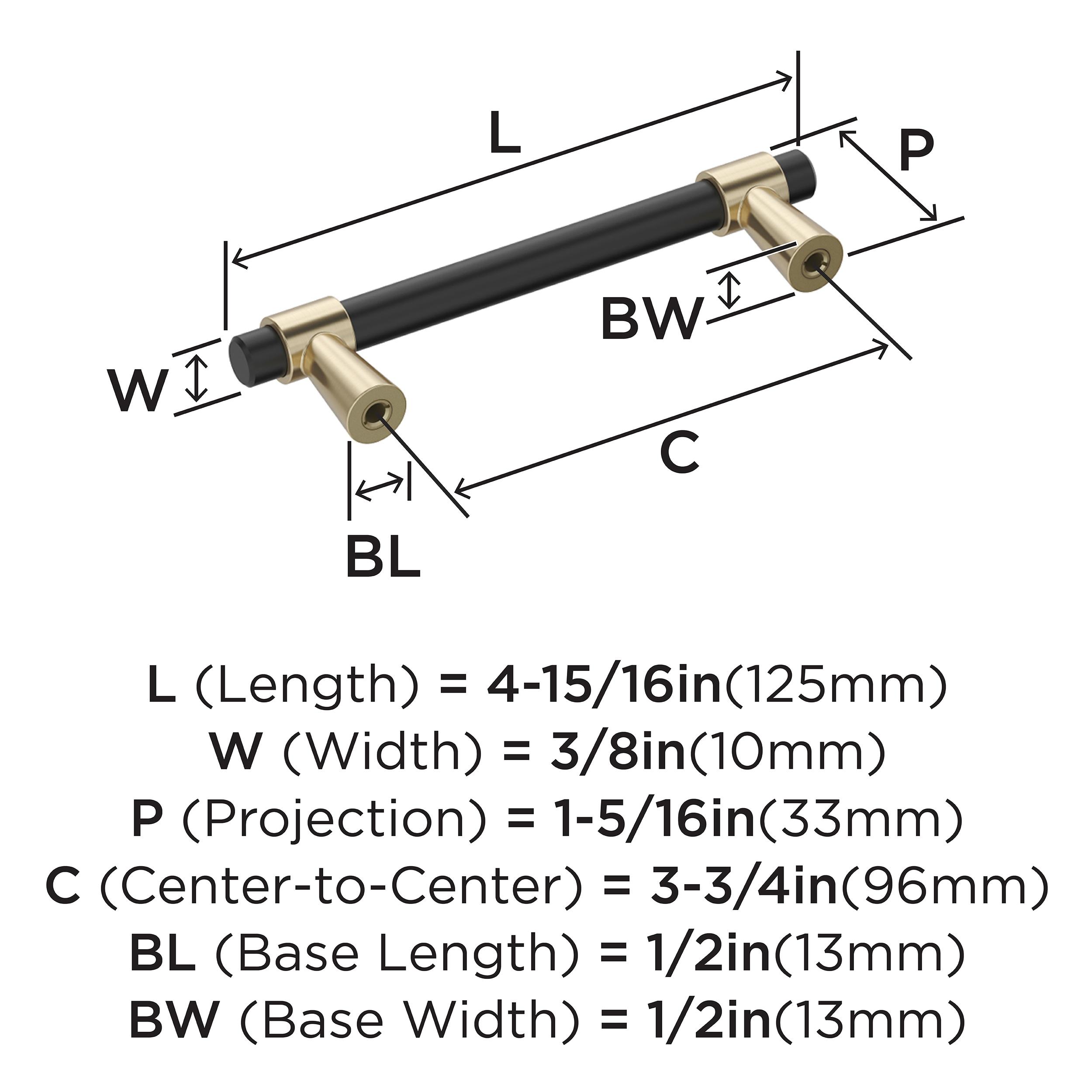 Matte Black and Golden Champagne 3-3/4" Bar Pull