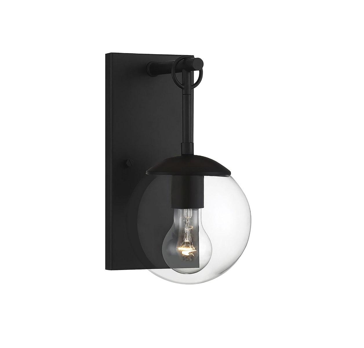 Trade Winds Campana Outdoor Wall Light in Matte Black with Clear Glass
