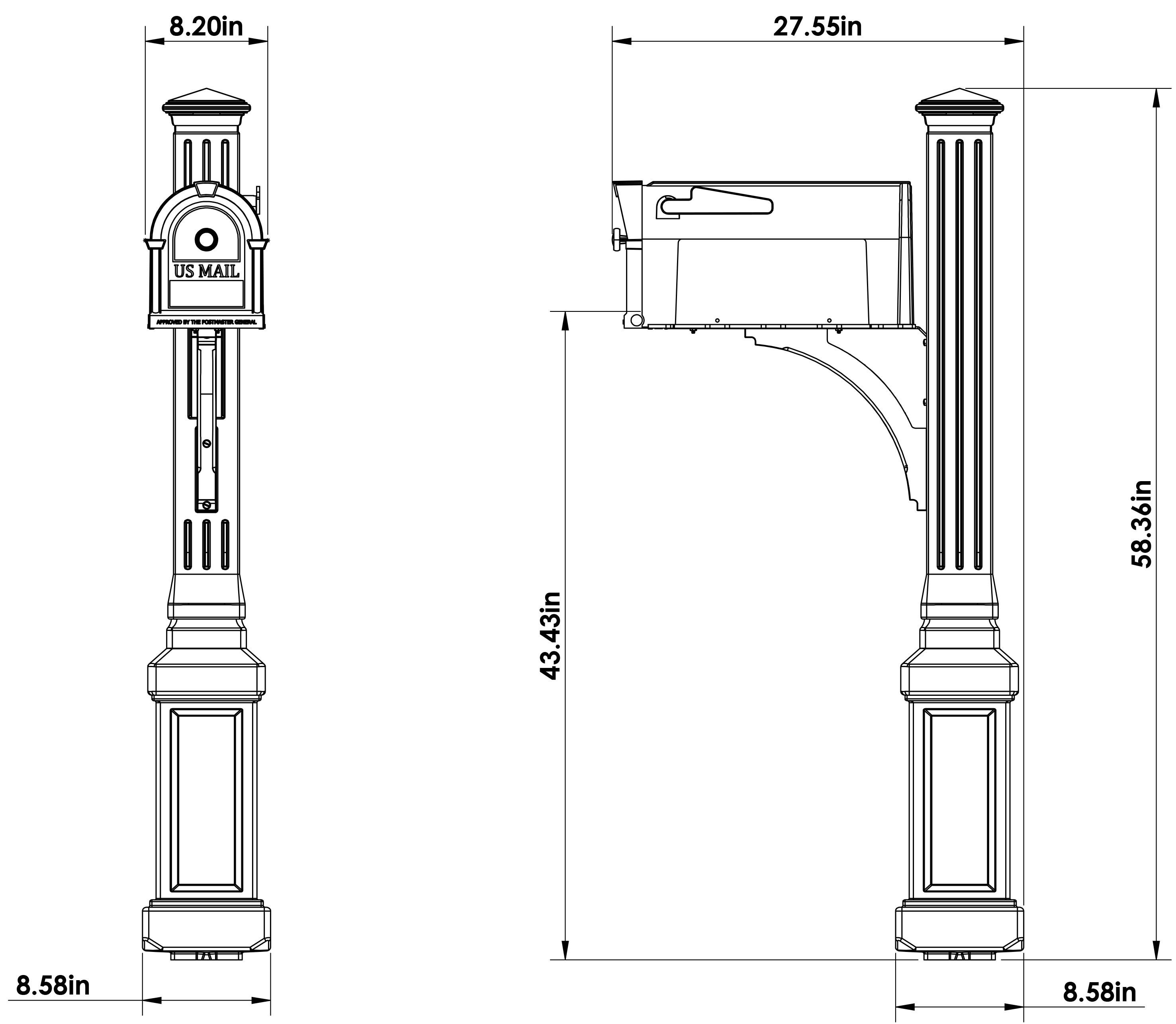 Postal Pro Mailboxes Lexington Mailbox and Post Kit