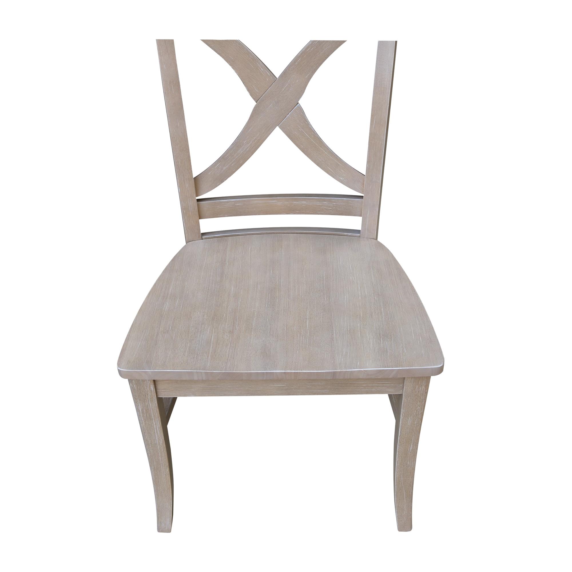 Solid Wood Cross Back Side Chair in Taupe (Set of 2)