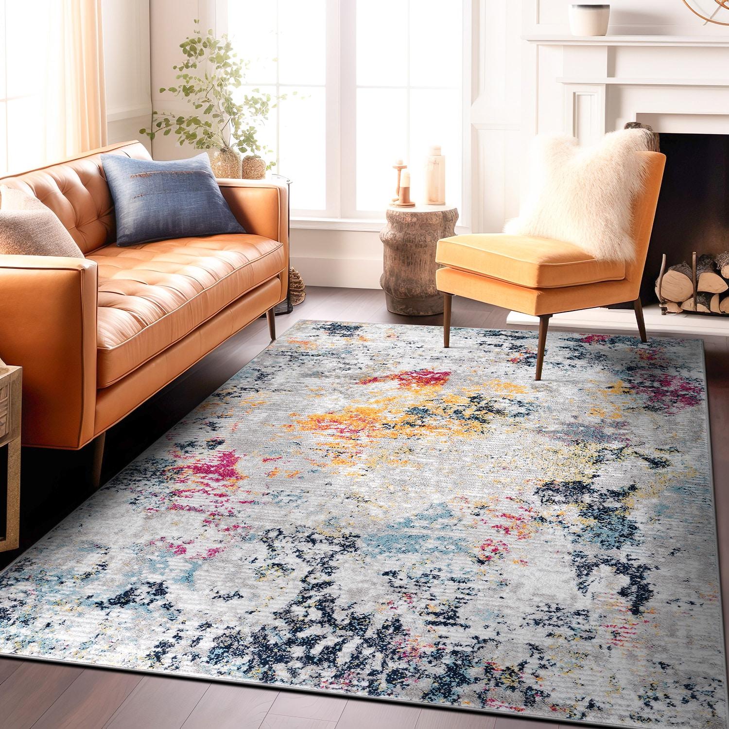 World Rug Gallery Modern Abstract Whispers Indoor Area Rug - MULTI 5'x7'